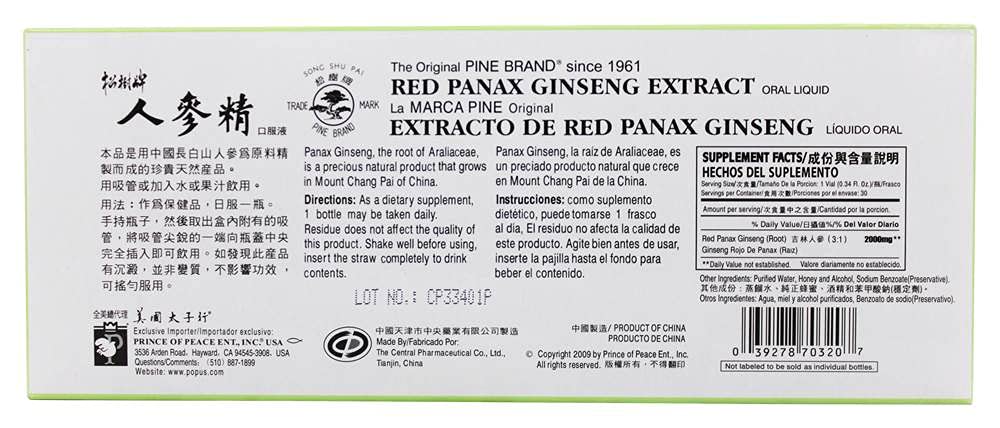 Ingredients list of Prince Of Peace Red Panax Ginseng Extractum