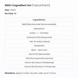 Ingredients list of The Patch Remedy Resveratrol Supplement Patch