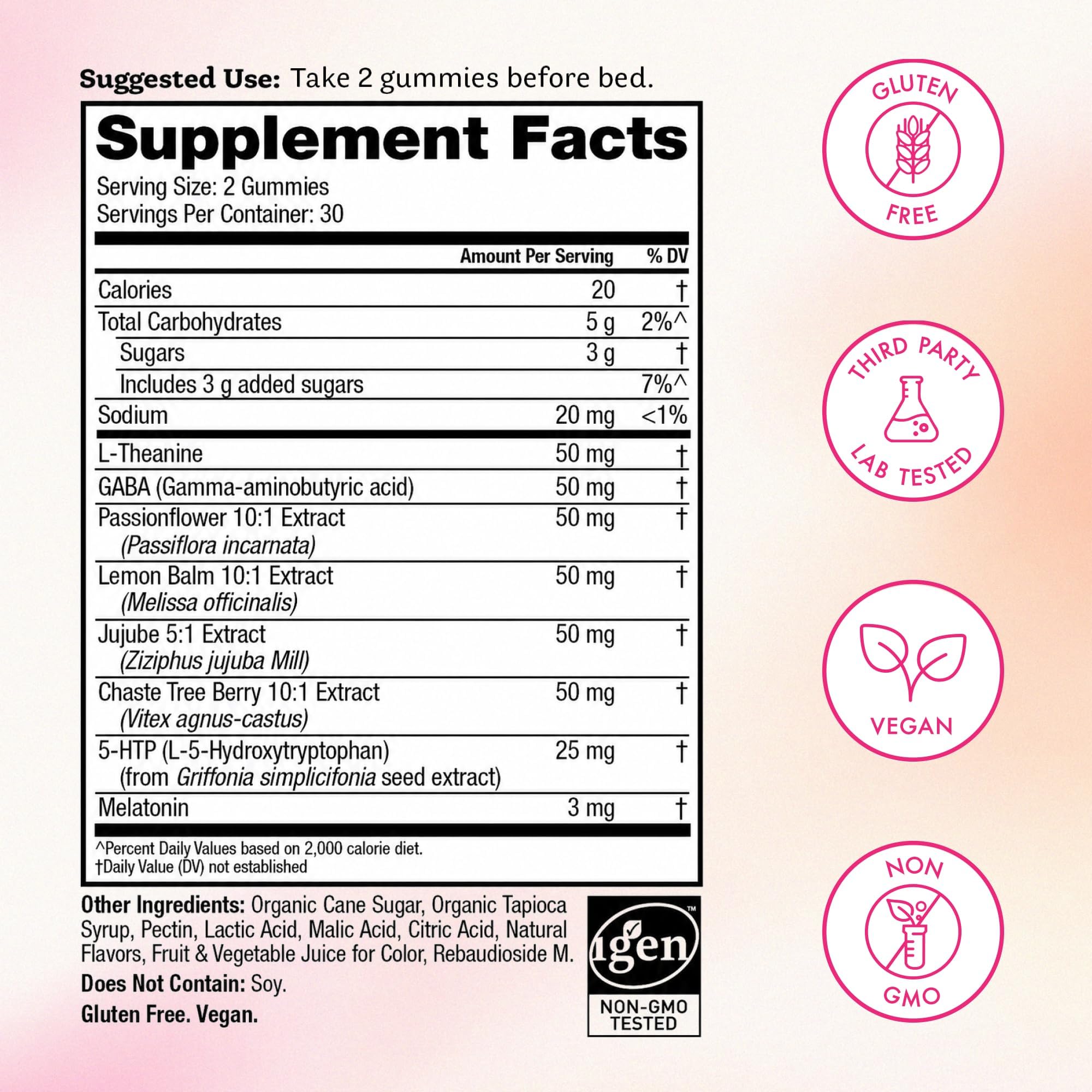 Ingredients list of Winged Wellness Sleepyhead Gummies