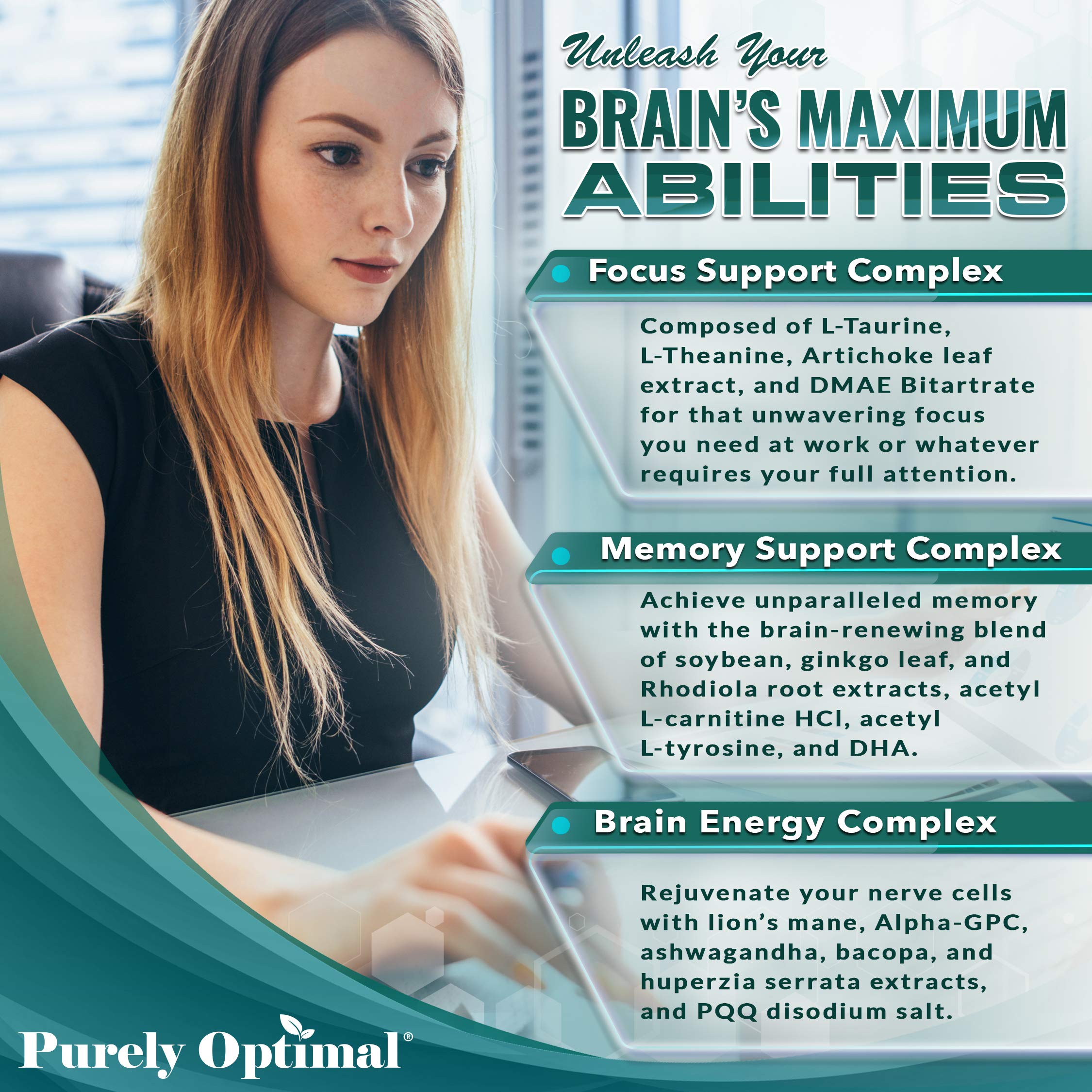 Ingredients list on Purely Optimal Ginkgo Biloba Brain support packaging