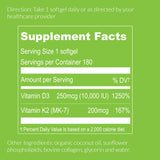 Ingredients list on UpNourish Liposomal Vitamin D3 K2 softgel packaging