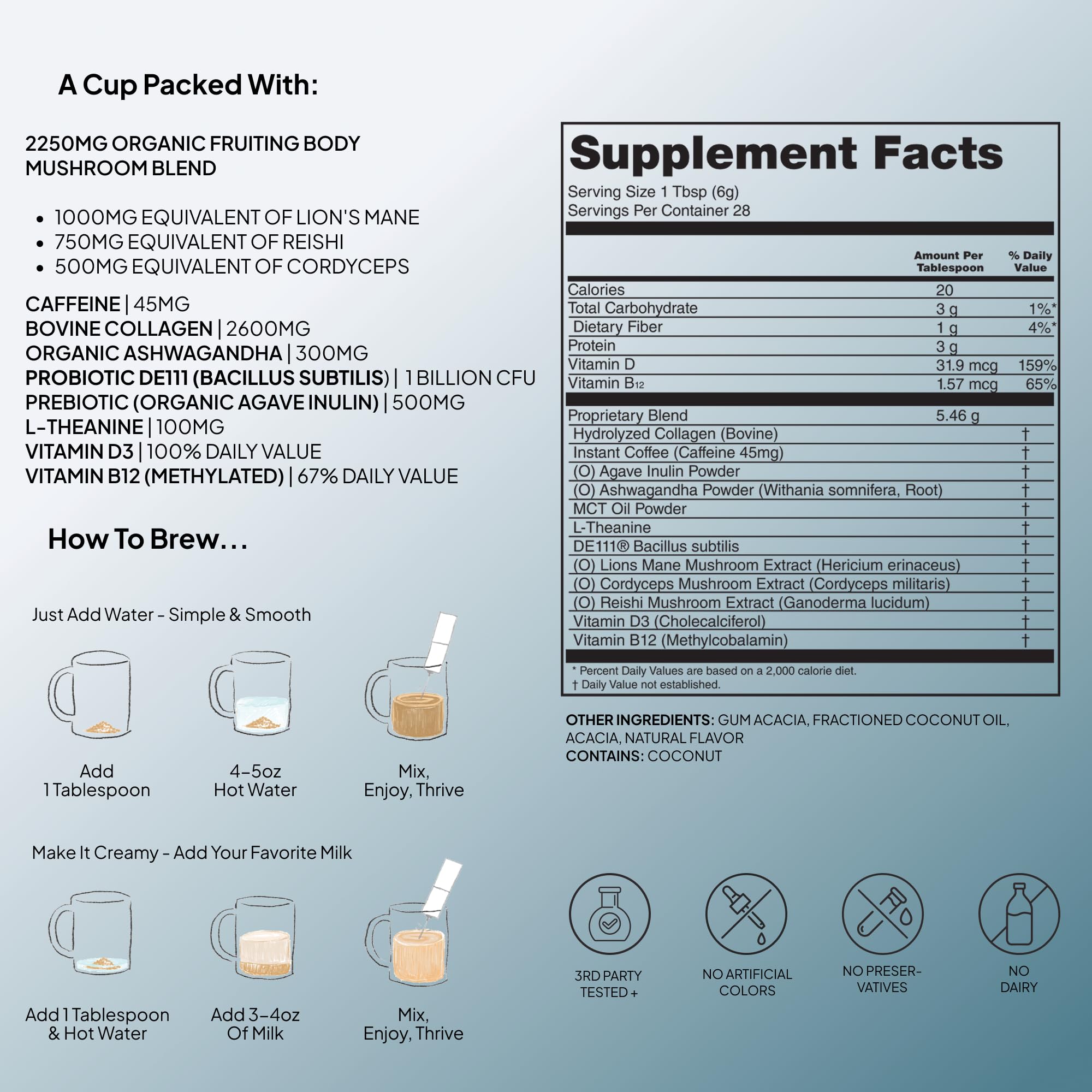 Ingredients of Atlas Coffee Club Coffee Superblend displayed on a table