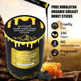 Ingredients of BIYODE Shilajit + Honey Sticks on a white background