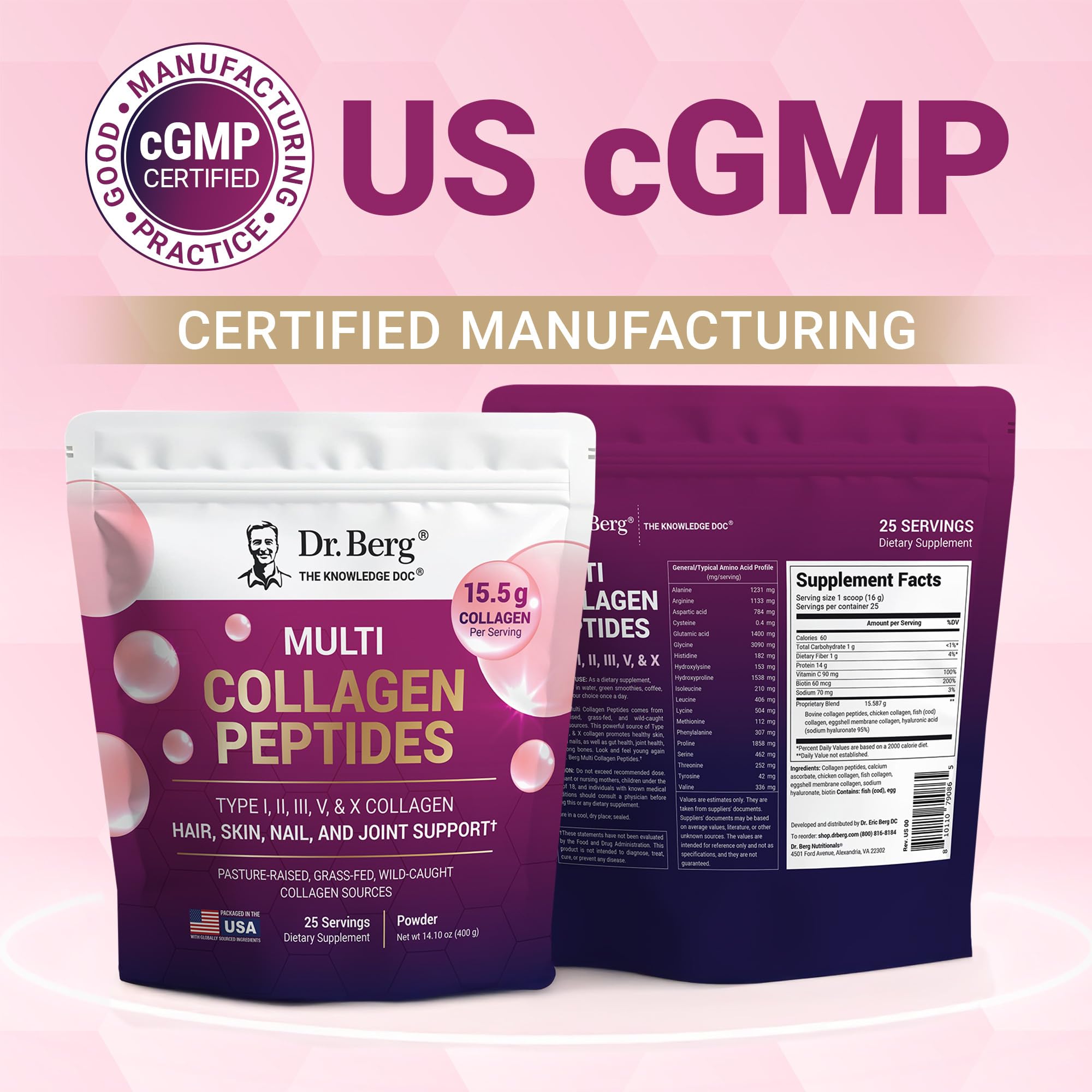 Ingredients of Dr. Berg Nutritionals Advanced Multi Collagen Protein Powder