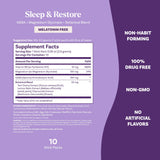 Ingredients of Natrol Sleep & Restore displayed on packaging