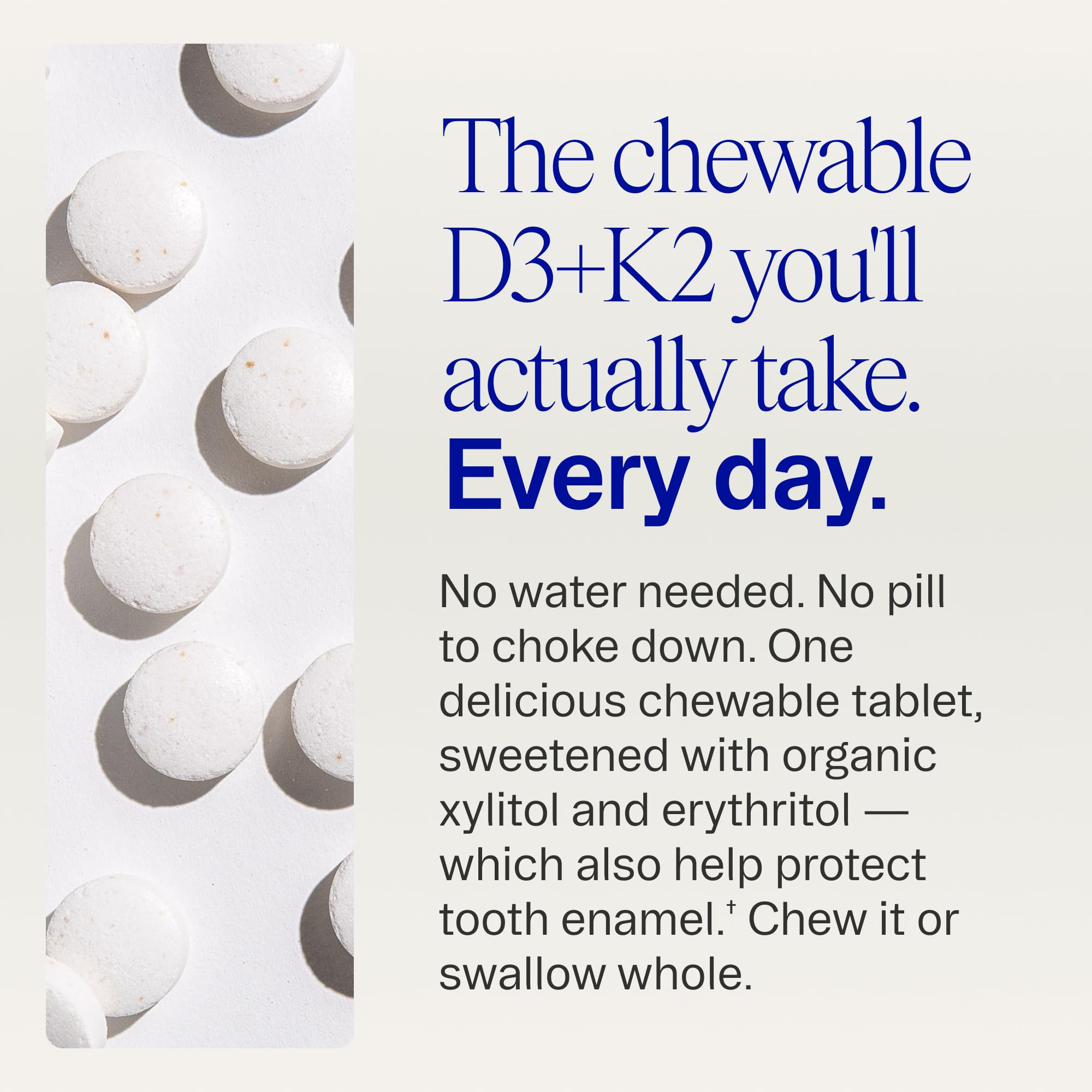 Ingredients of Ora Organic Vitamin D3 & K2 chewable tablets