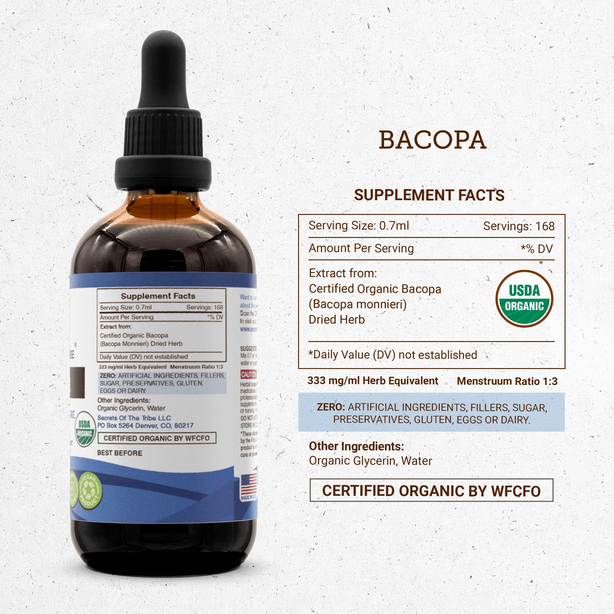 Ingredients of Secrets of the Tribe Bacopa Monnieri Tincture