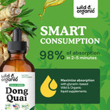 Ingredients of Wild & Organic Dong Quai on the label