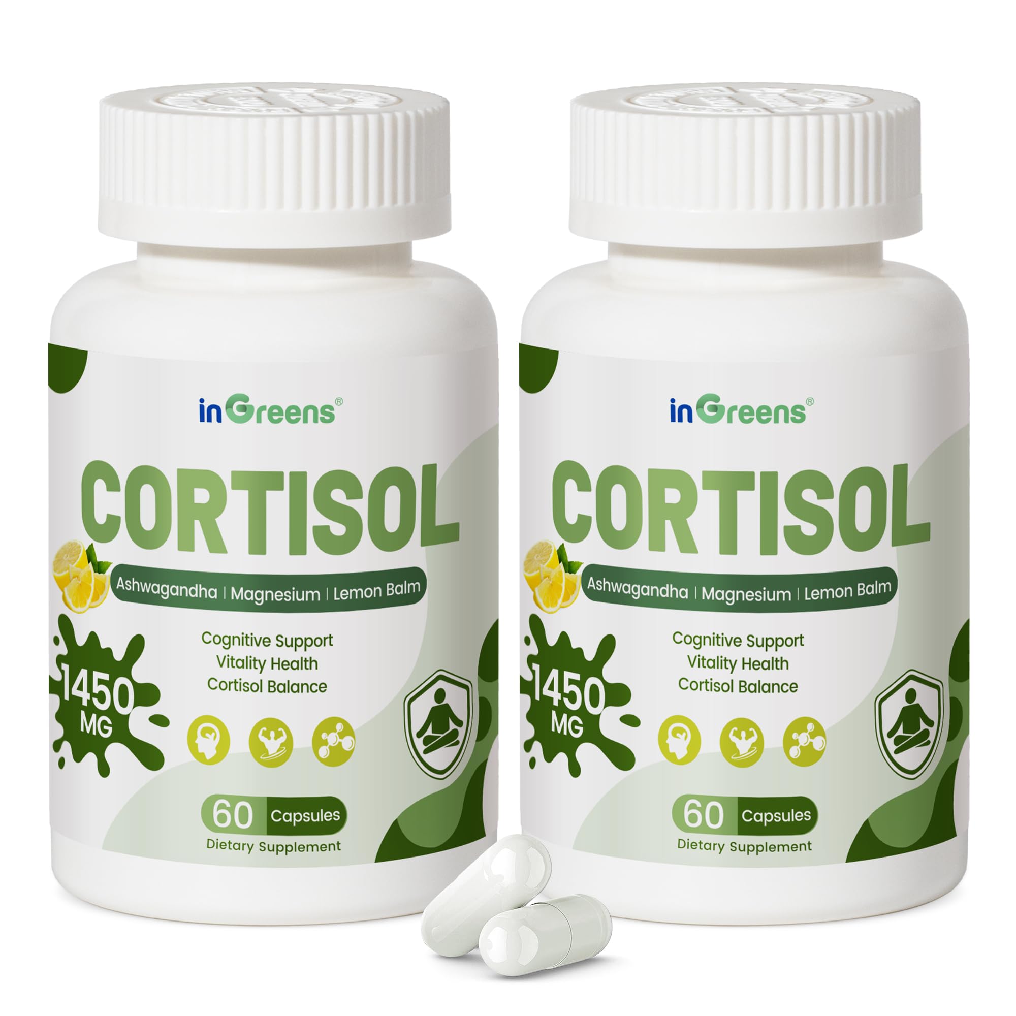 inGreens Cortisol Supplement 120 capsules front view