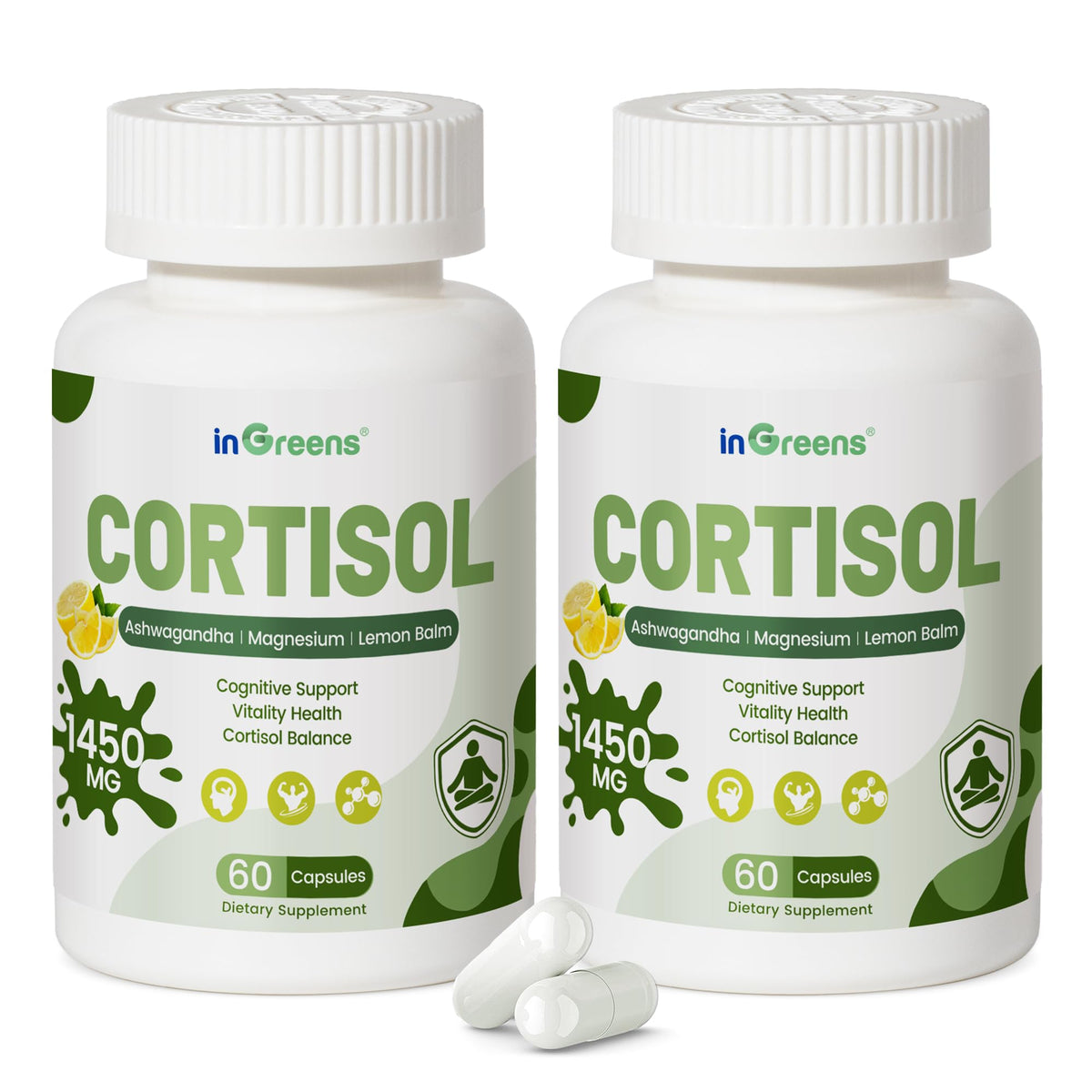 inGreens Cortisol Supplement 120 capsules front view