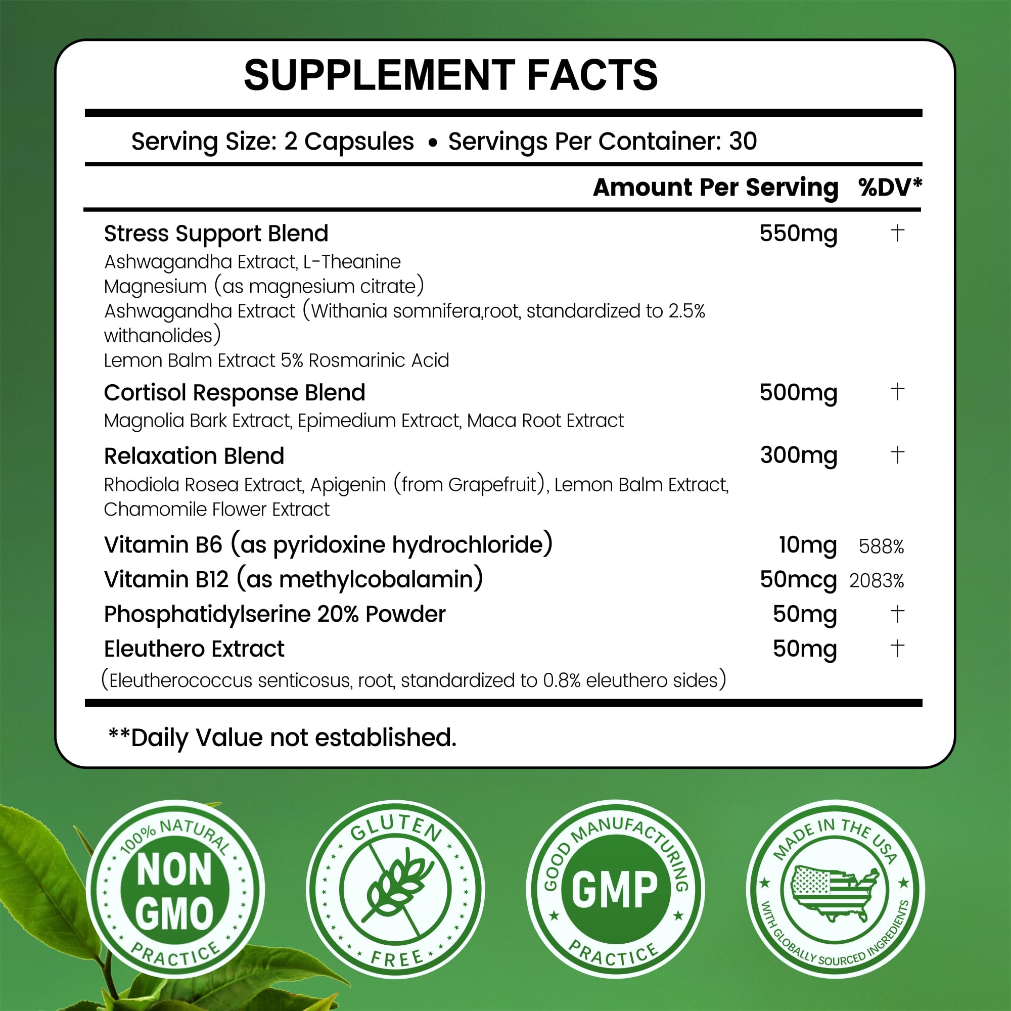 inGreens Cortisol Supplement bottle side view