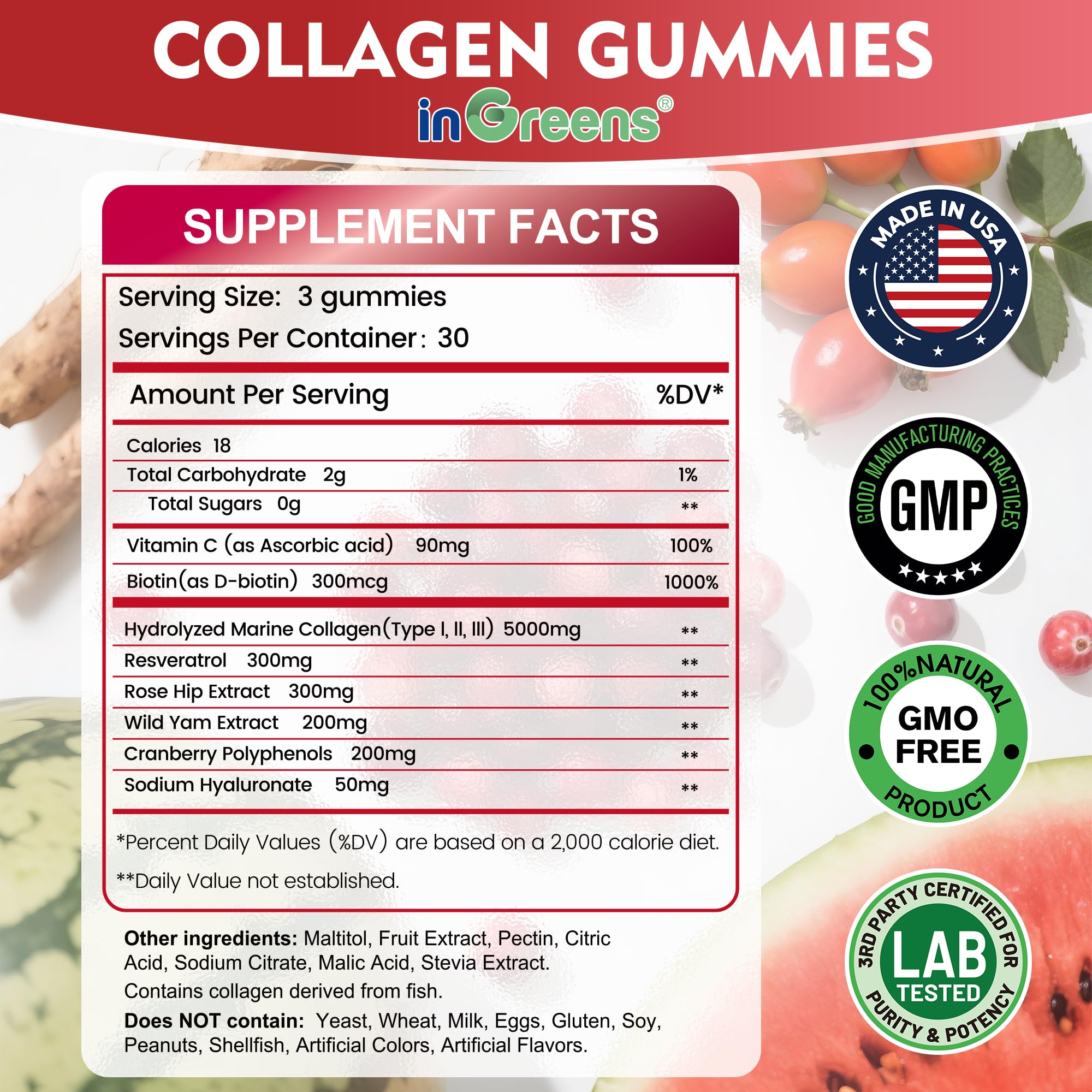 inGreens Marine Collagen Gummies side view packaging