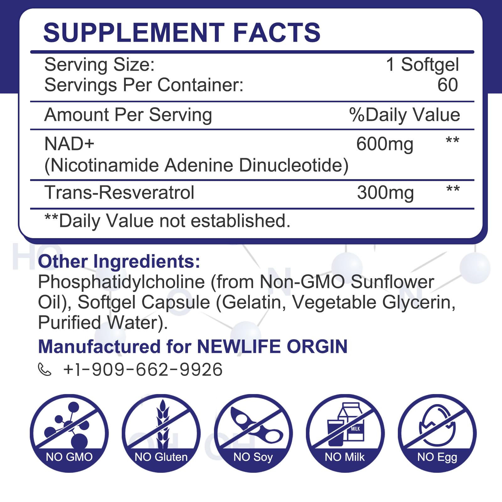 inGreens NAD+ Resveratrol 900mg softgels packaging