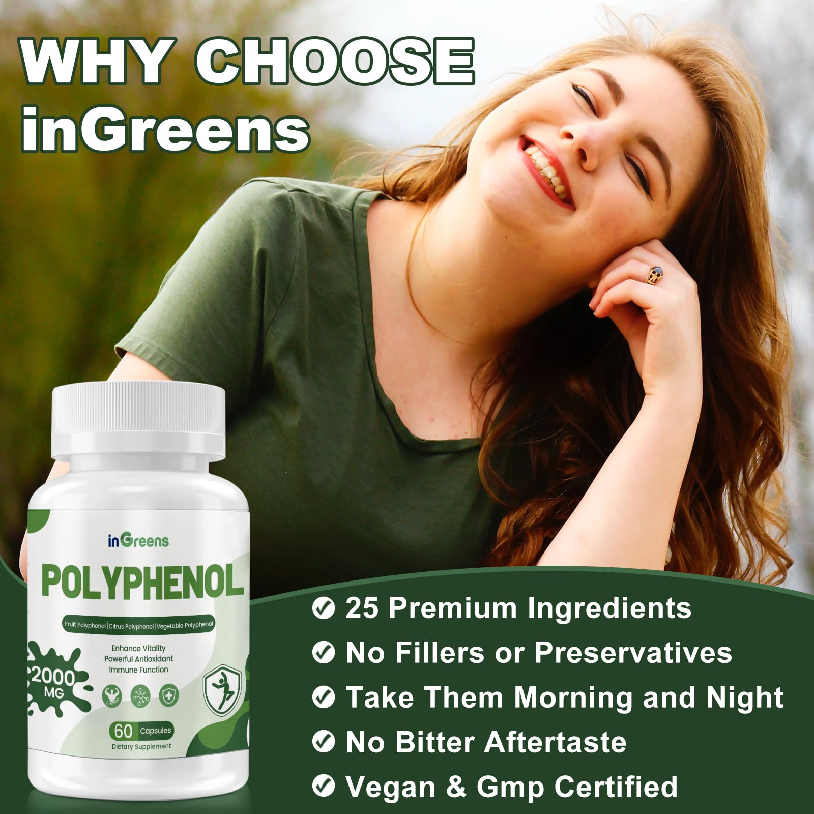 inGreens Resveratrol 2000mg supplement back view with ingredient list