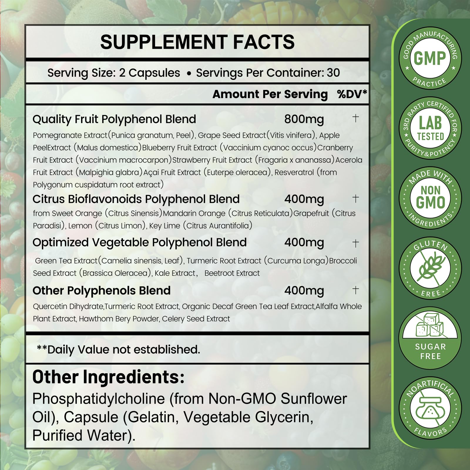 inGreens Resveratrol 2000mg supplement side view showing capsule