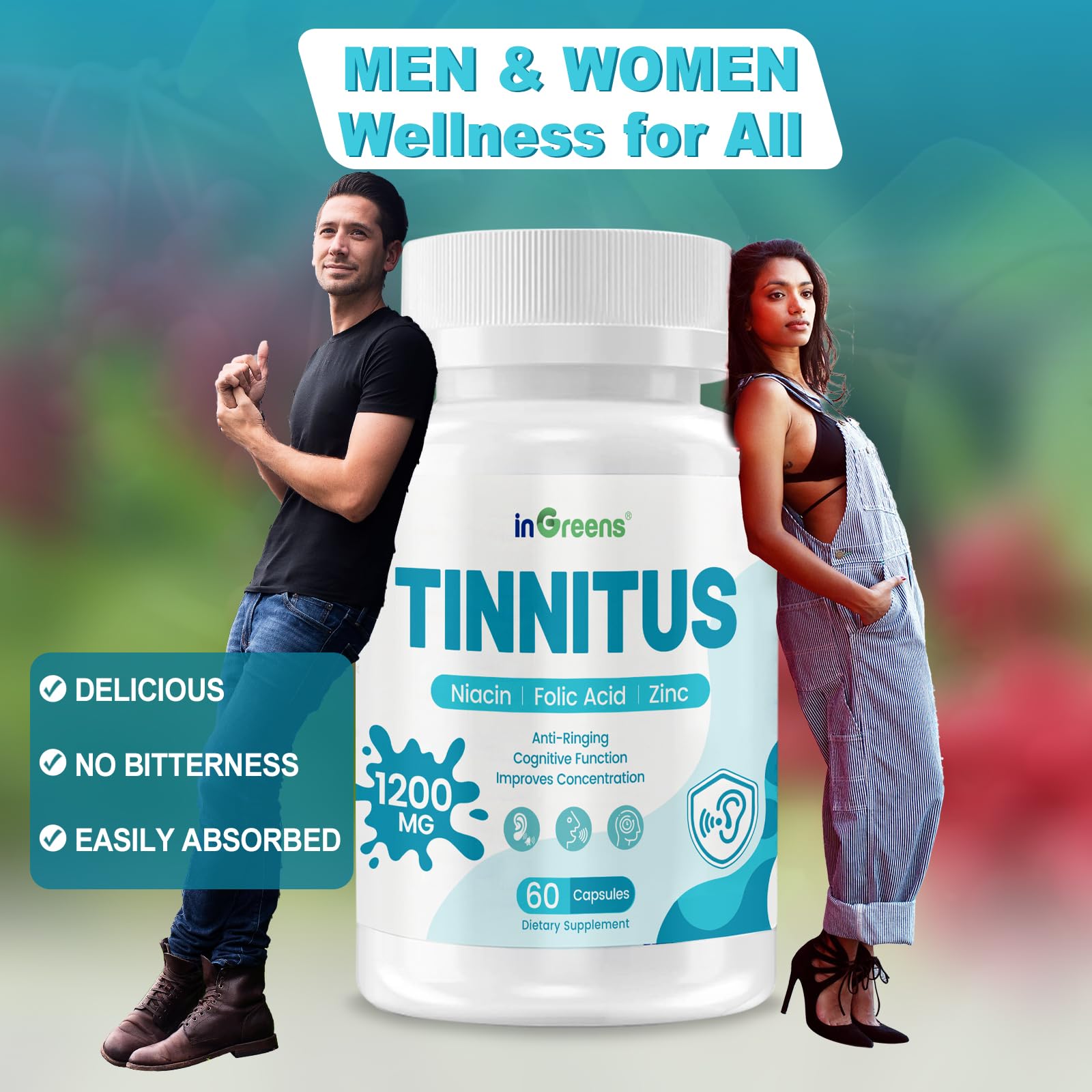 inGreens Tinnitus Reliever herbal supplement capsule close-up
