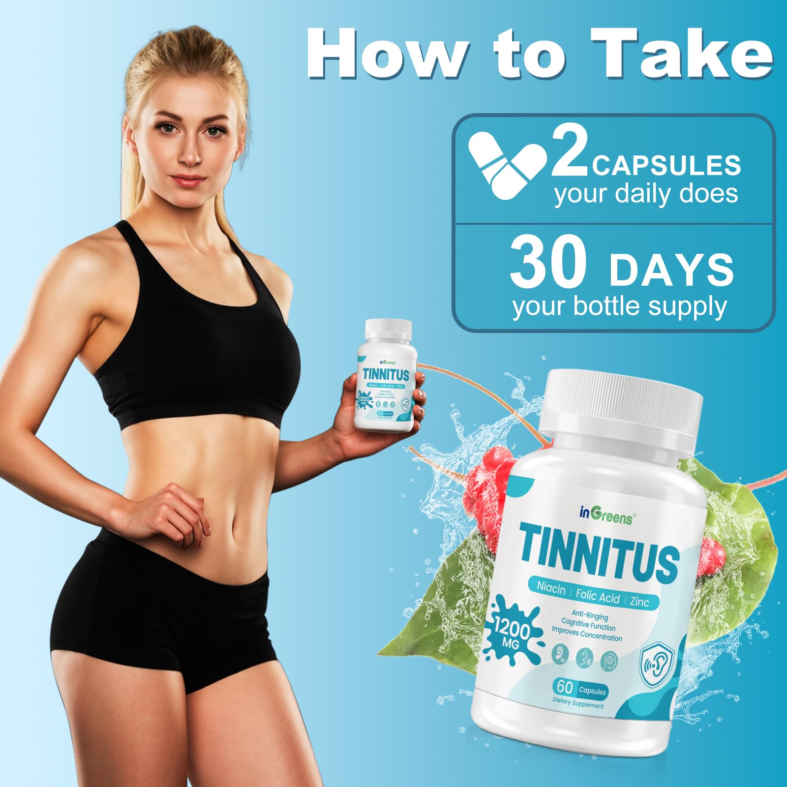 inGreens Tinnitus Reliever herbal supplement lifestyle shot