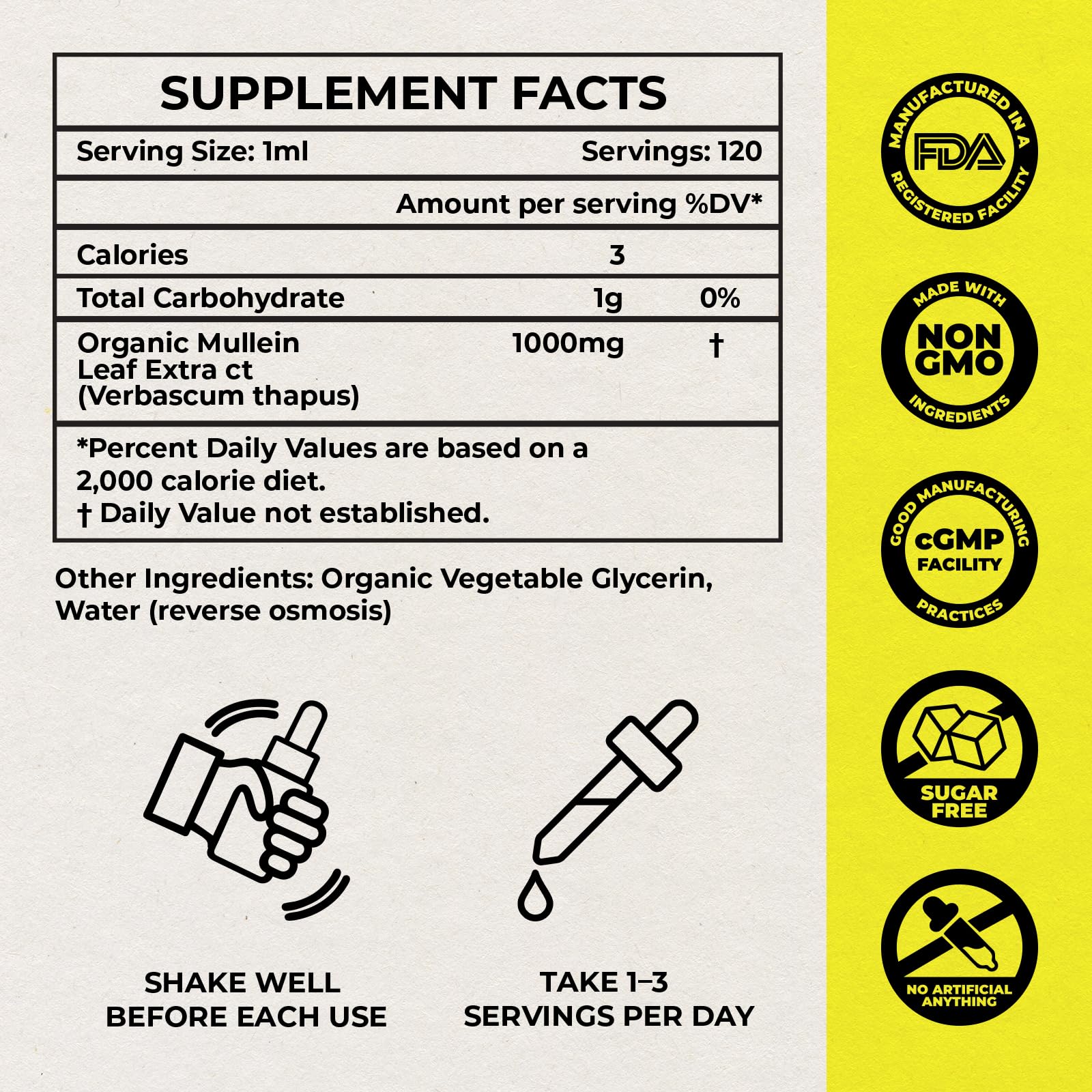 Inhale Mullein Drops 4oz packaging detail