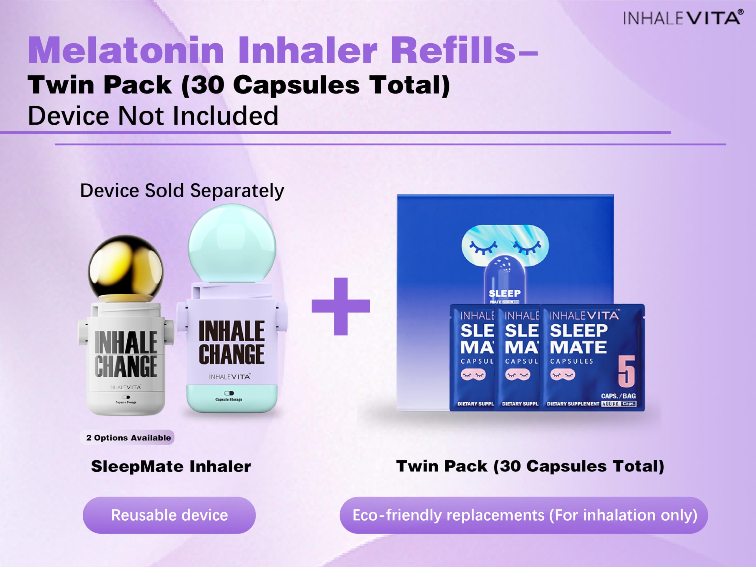 INHALEVITA Melatonin Inhaler Capsules in a travel bag