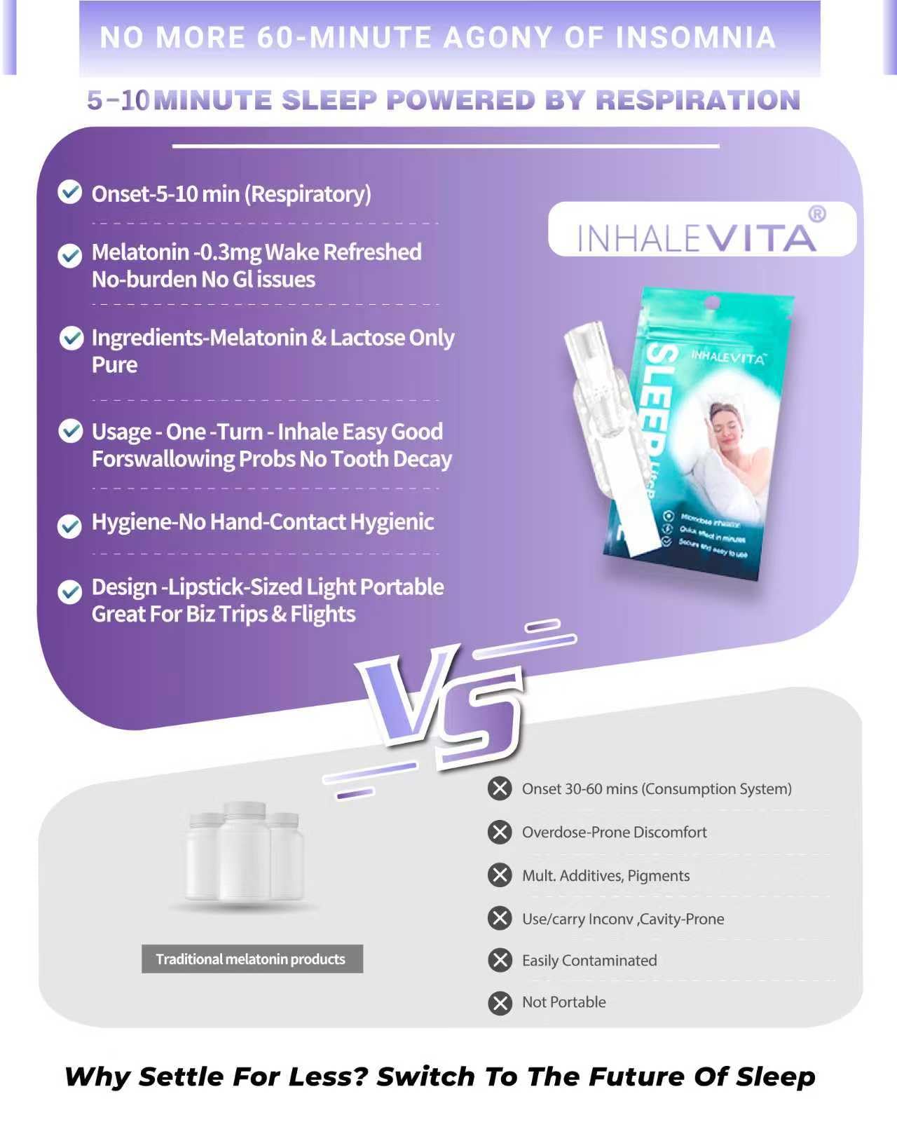 INHALEVITA Melatonin Inhaler compact design for travel