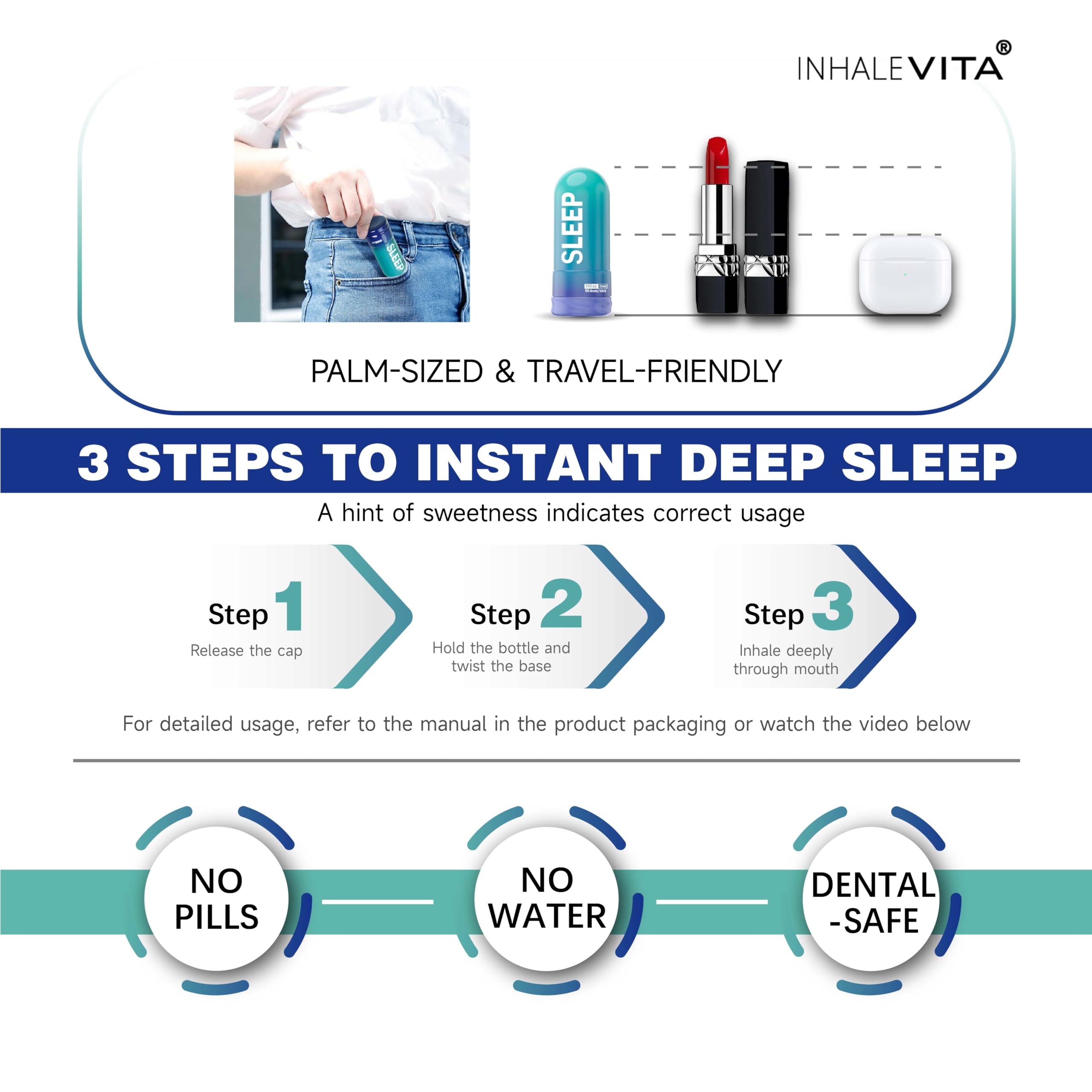INHALEVITA Melatonin Inhaler on a bedside table