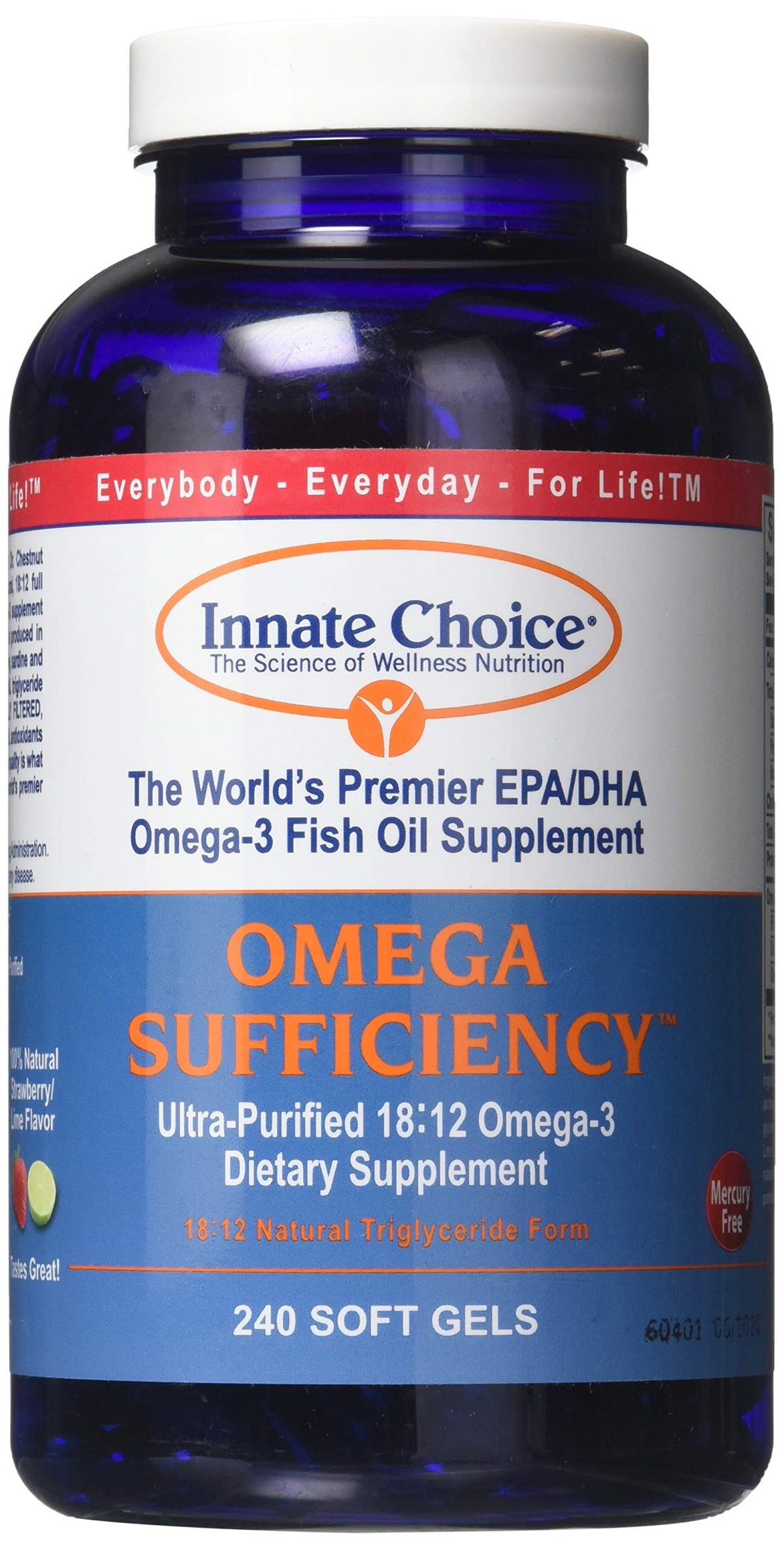 Innate Choice Fish Oil Capsules Omega Sufficiency 240 count front view