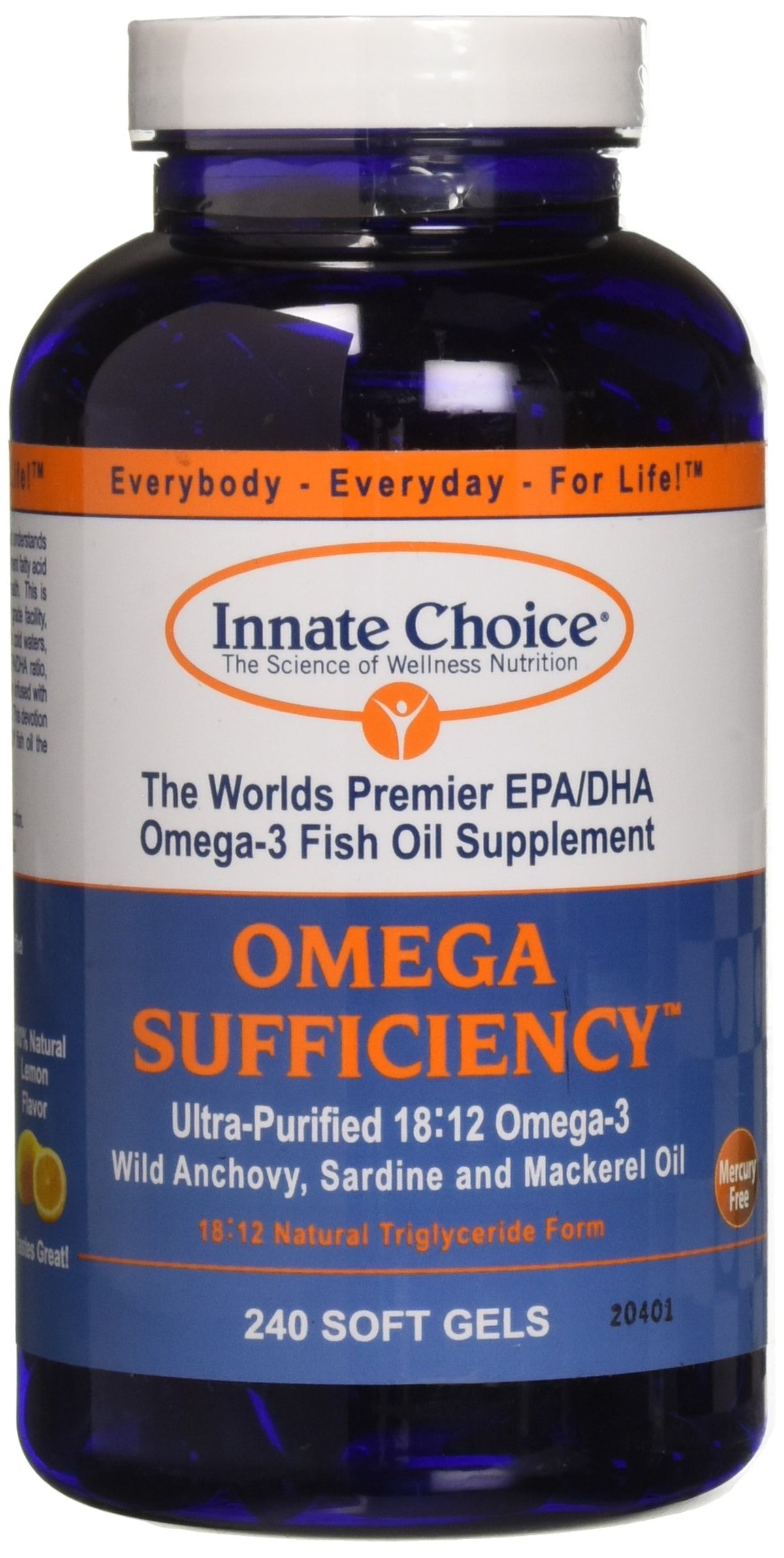 Innate Choice Omega Sufficiency Lemon 240 capsules front view