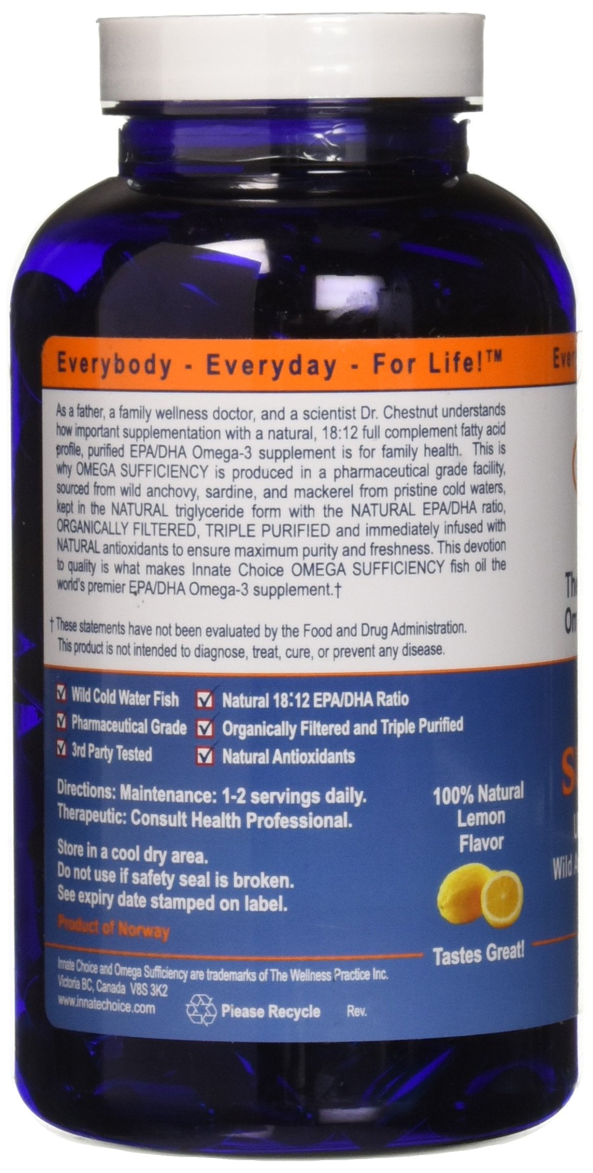 Innate Choice Omega Sufficiency Lemon 240 capsules side view