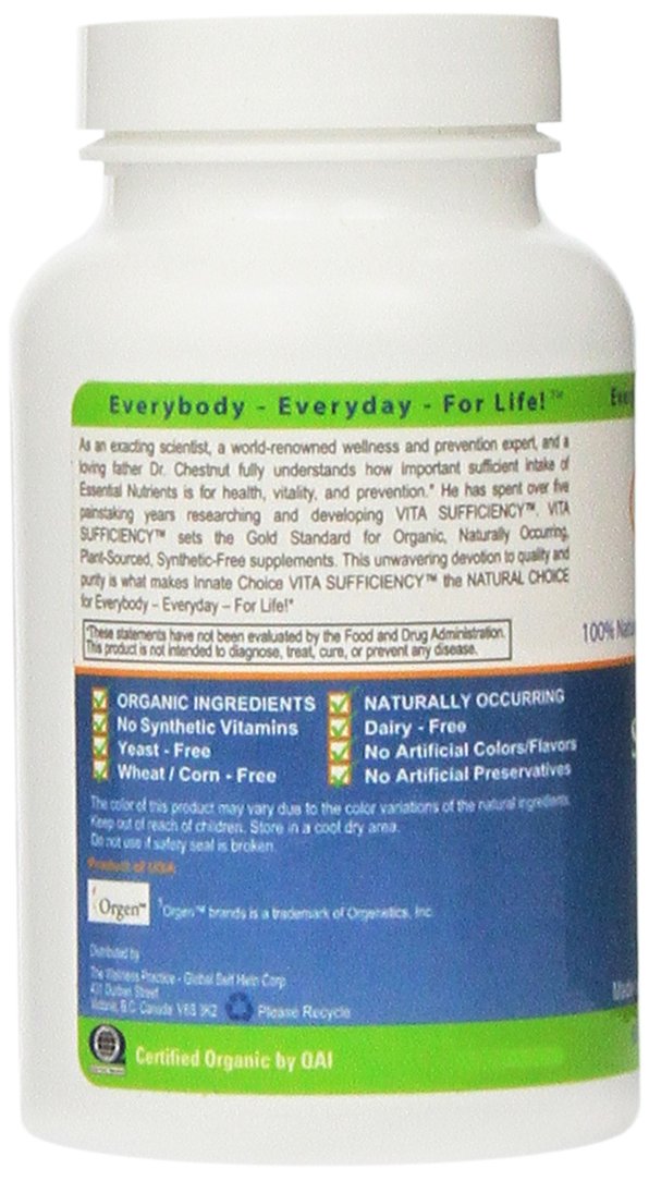 Innate Choice Vita Sufficiency Organic Multivitamin 60 capsules side view