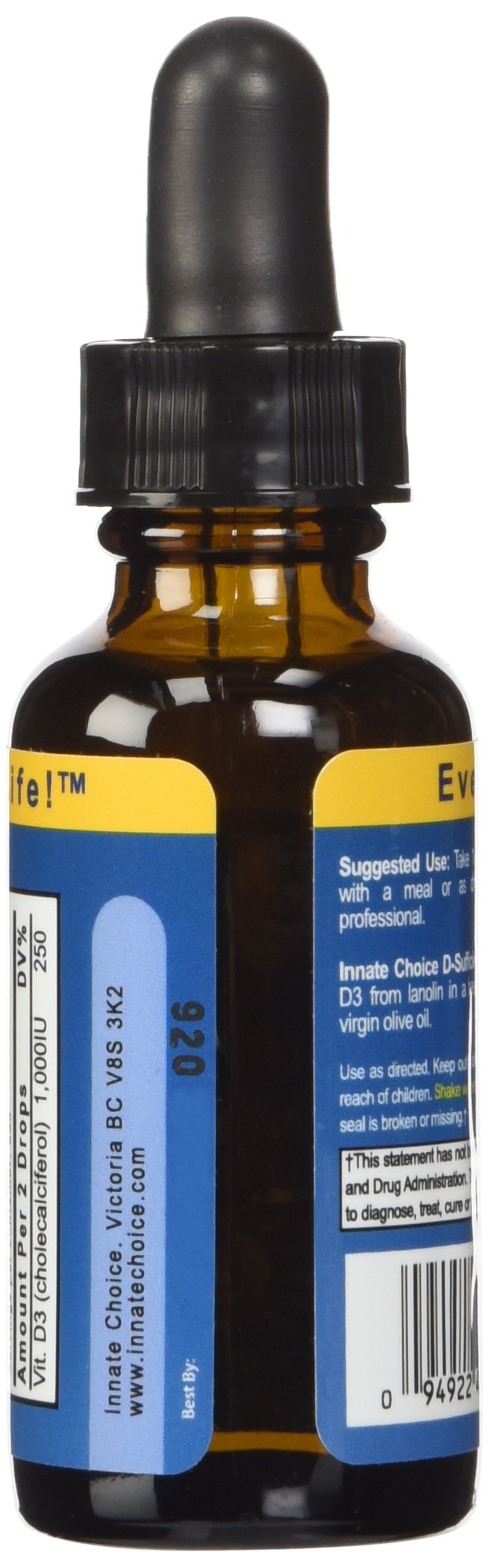 Innate Choice Vitamin D3 Drops 500,000 IU bottle side view