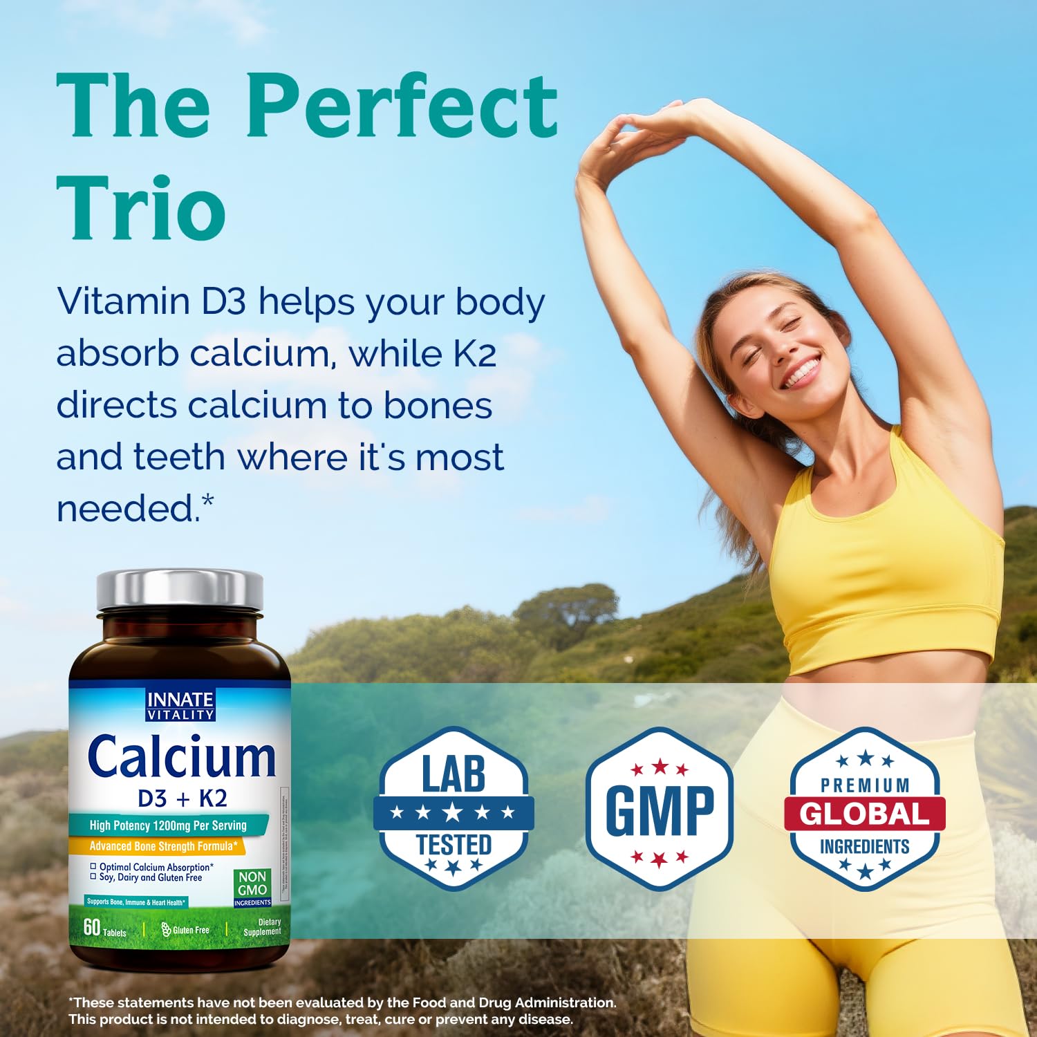 Innate Vitality Calcium Supplement packaging with ingredients list
