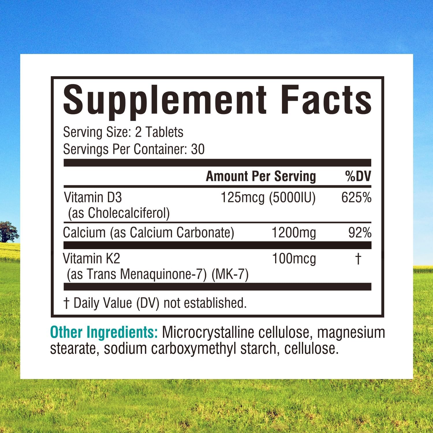 Innate Vitality Calcium Supplement side view showing label