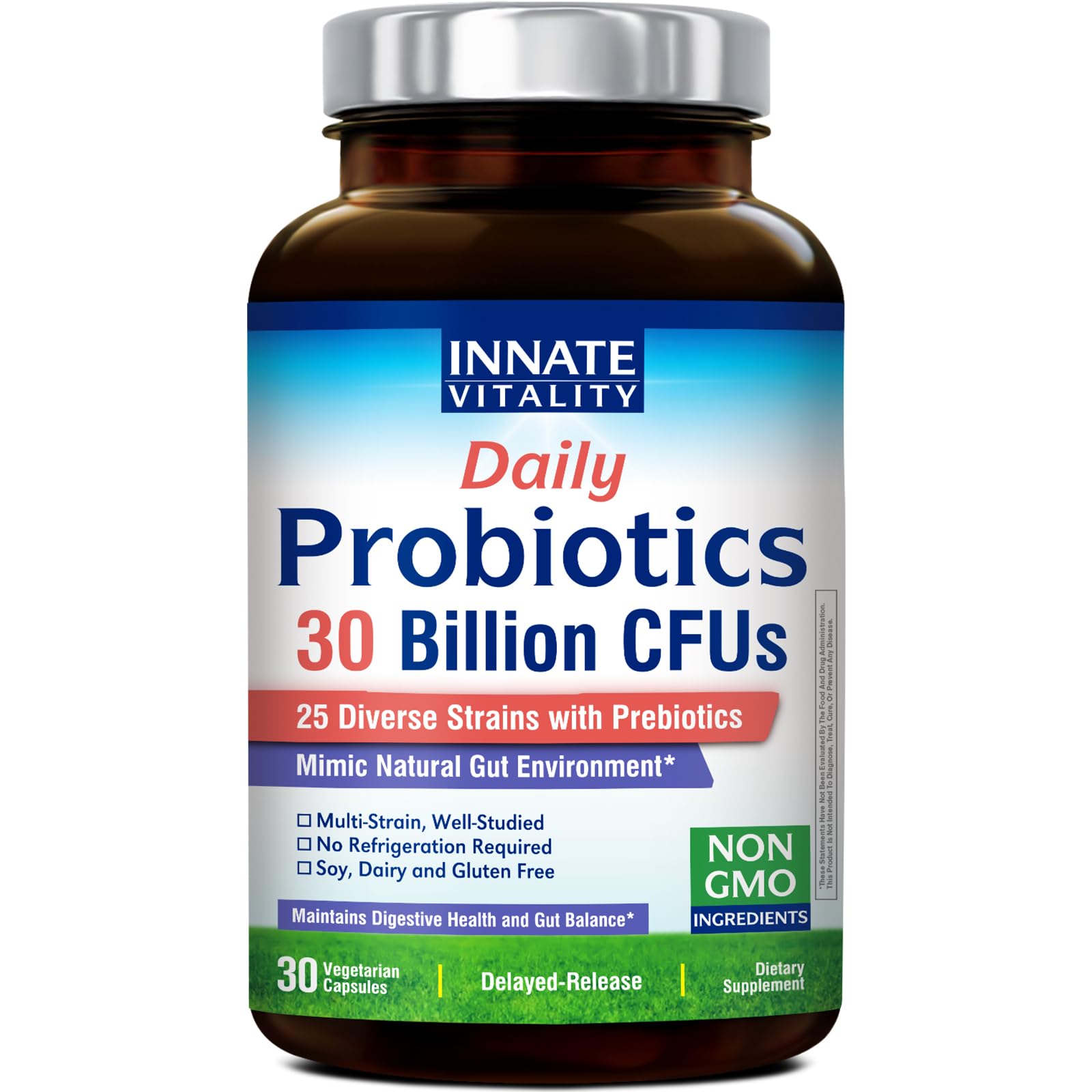 Innate Vitality Daily Probiotics 30B CFU capsules front view
