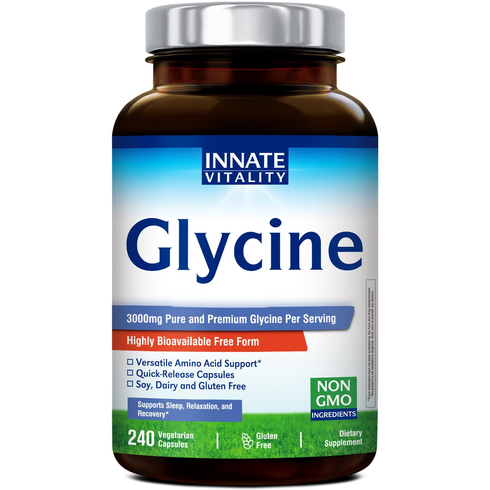 Innate Vitality Glycine 3000mg supplement front view