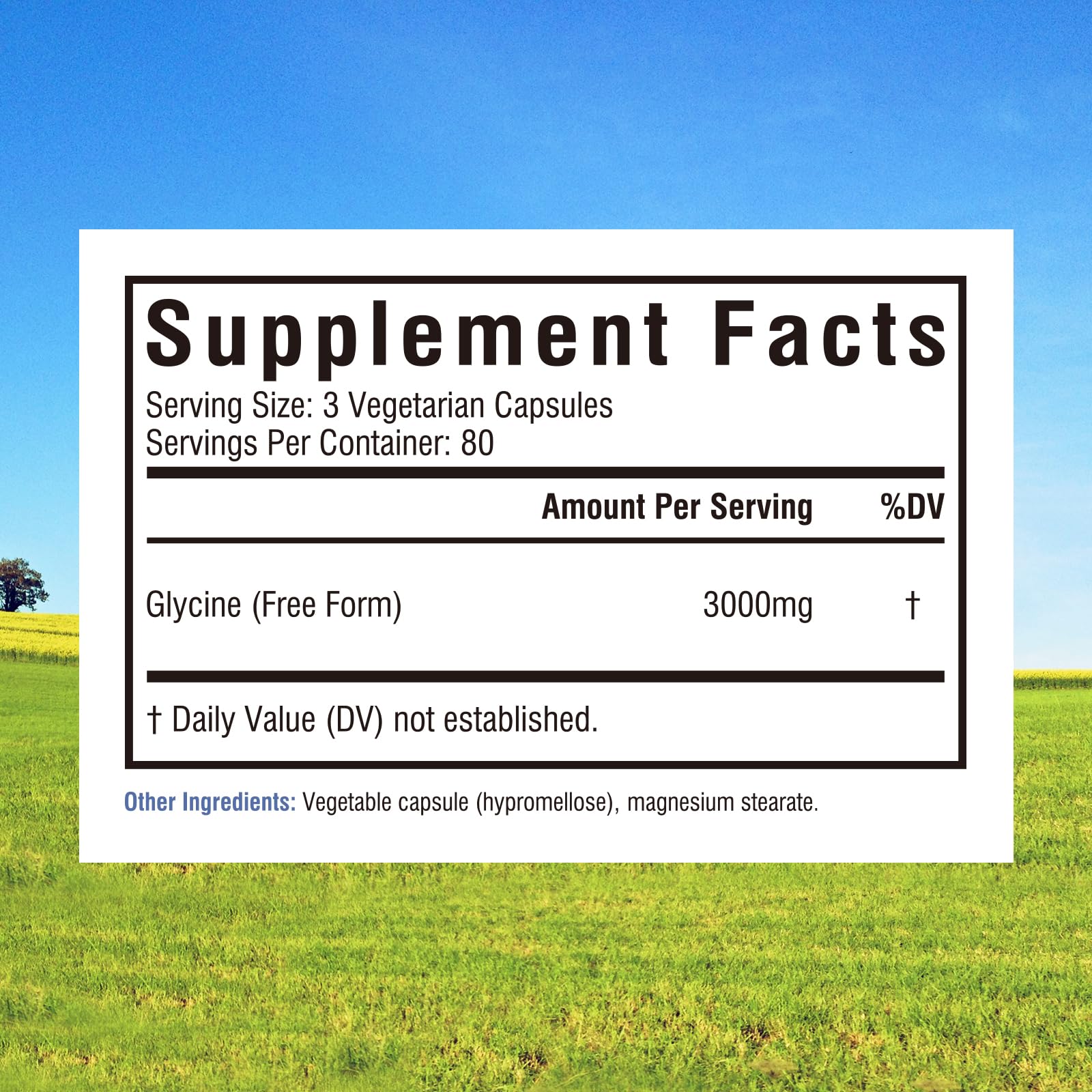 Innate Vitality Glycine 3000mg supplement side view