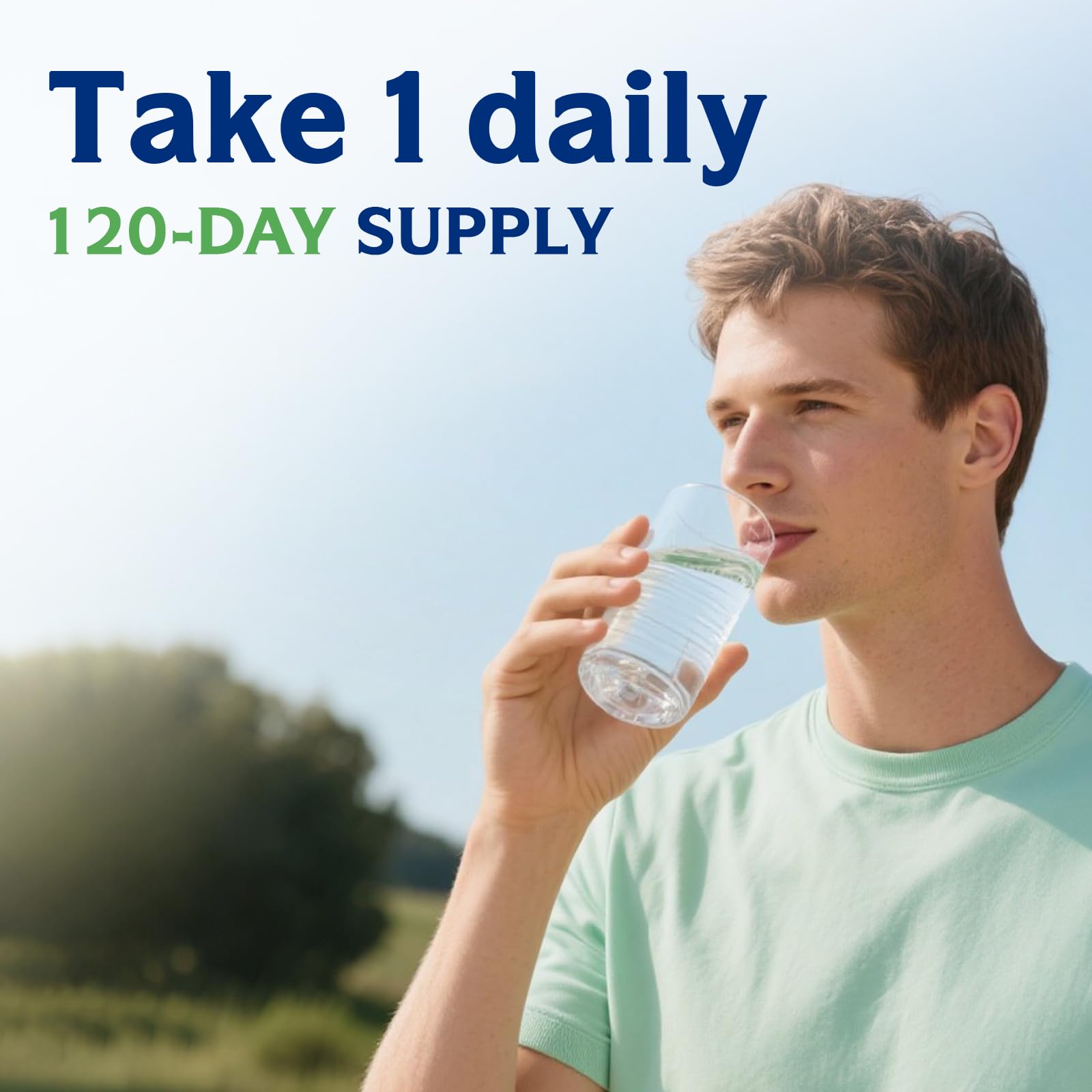 Innate Vitality Magnesium 7-in-1 Day & Night Support supplement with a glass of water