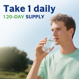 Innate Vitality Magnesium 7-in-1 Day & Night Support supplement with a glass of water