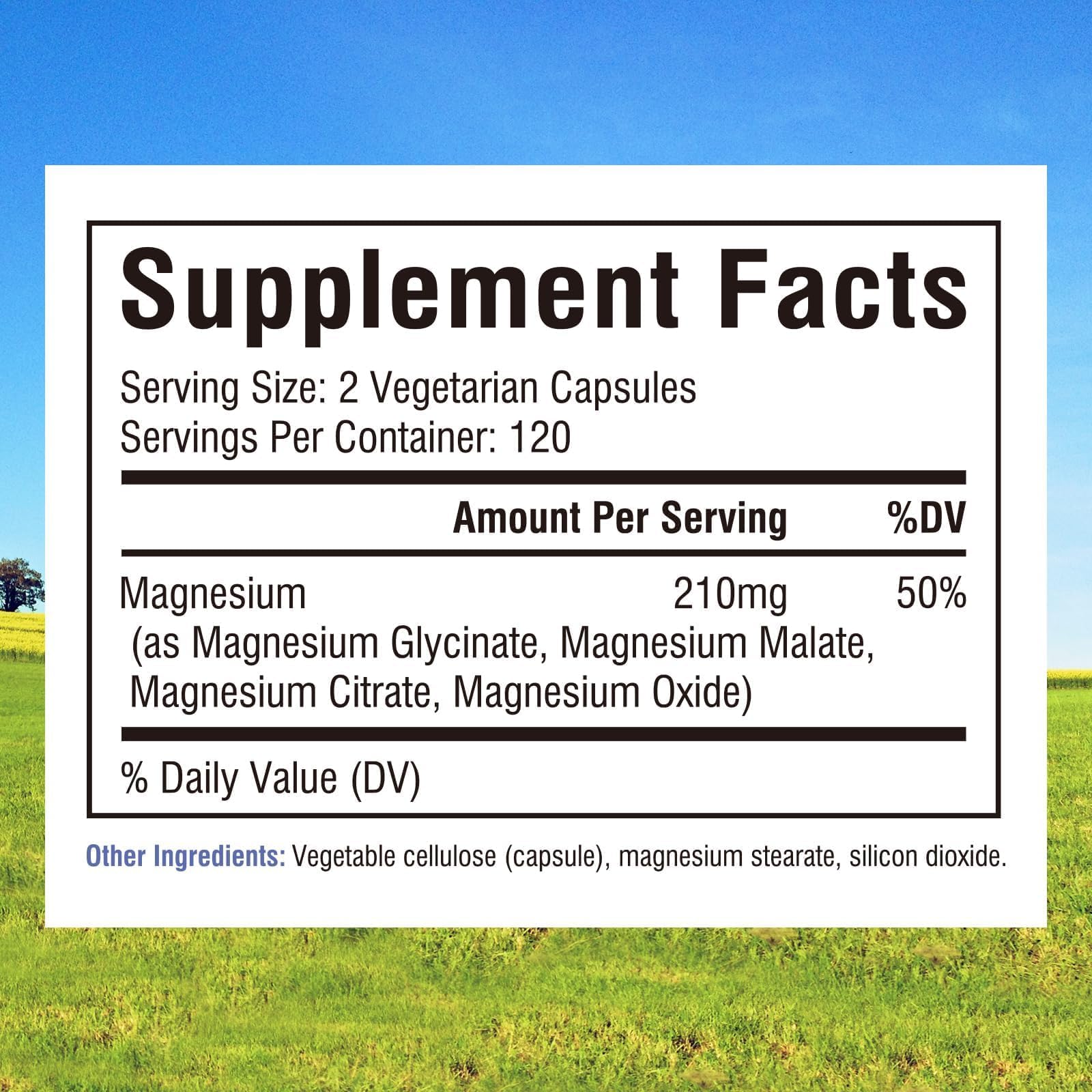 Innate Vitality Magnesium Complex 210mg capsule bottle side view