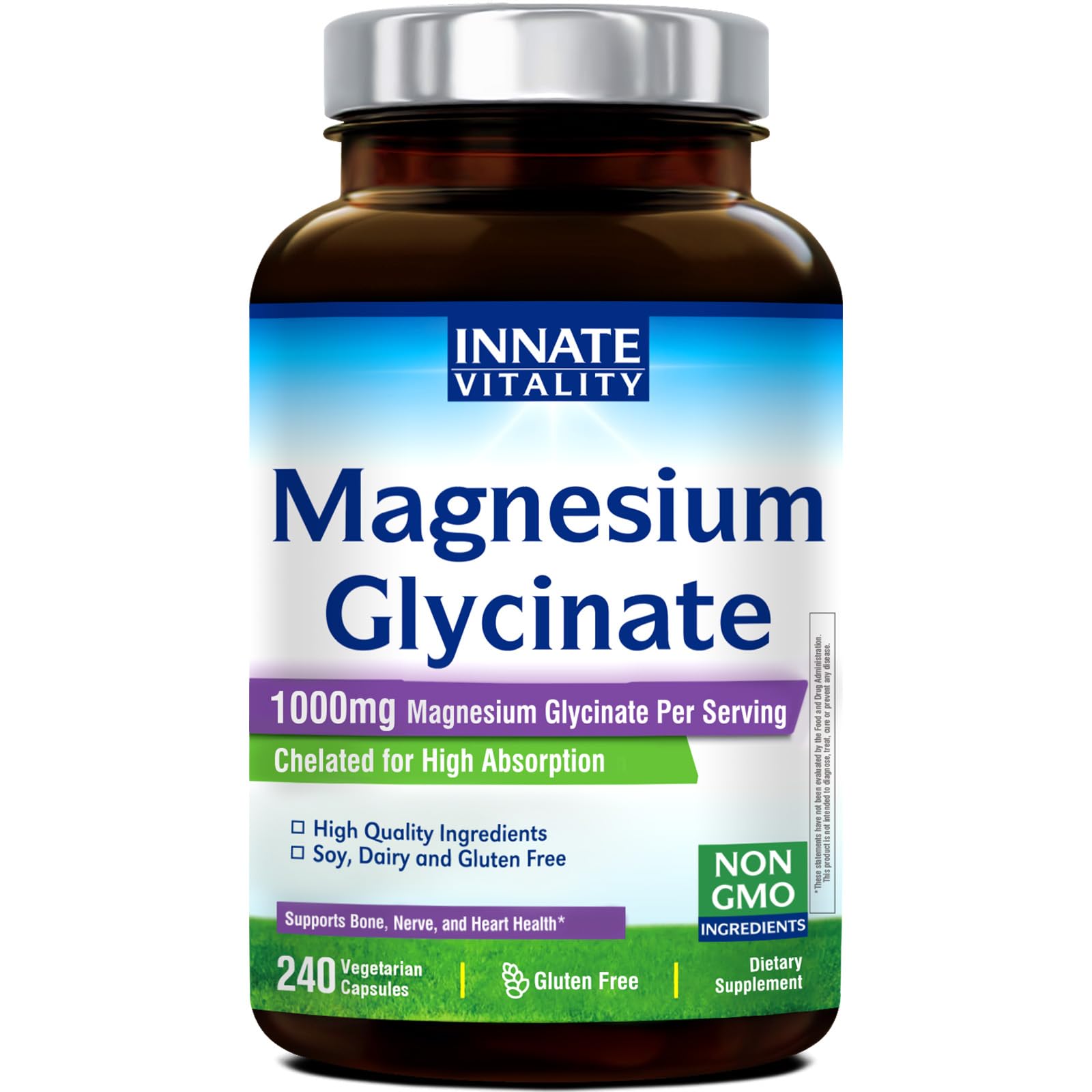 Innate Vitality Magnesium Glycinate 240 capsules front view