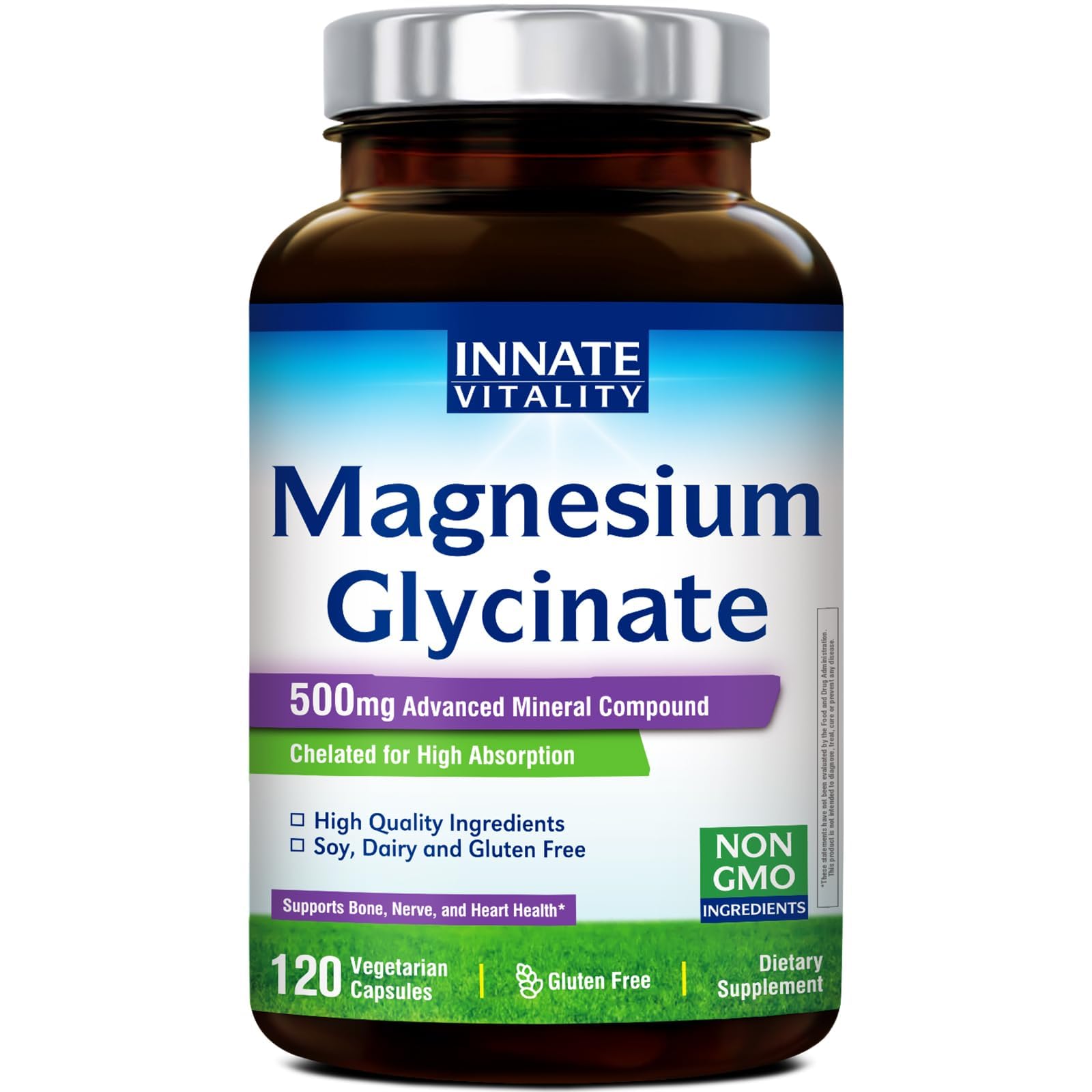 Innate Vitality Magnesium Glycinate Capsules 500mg front view