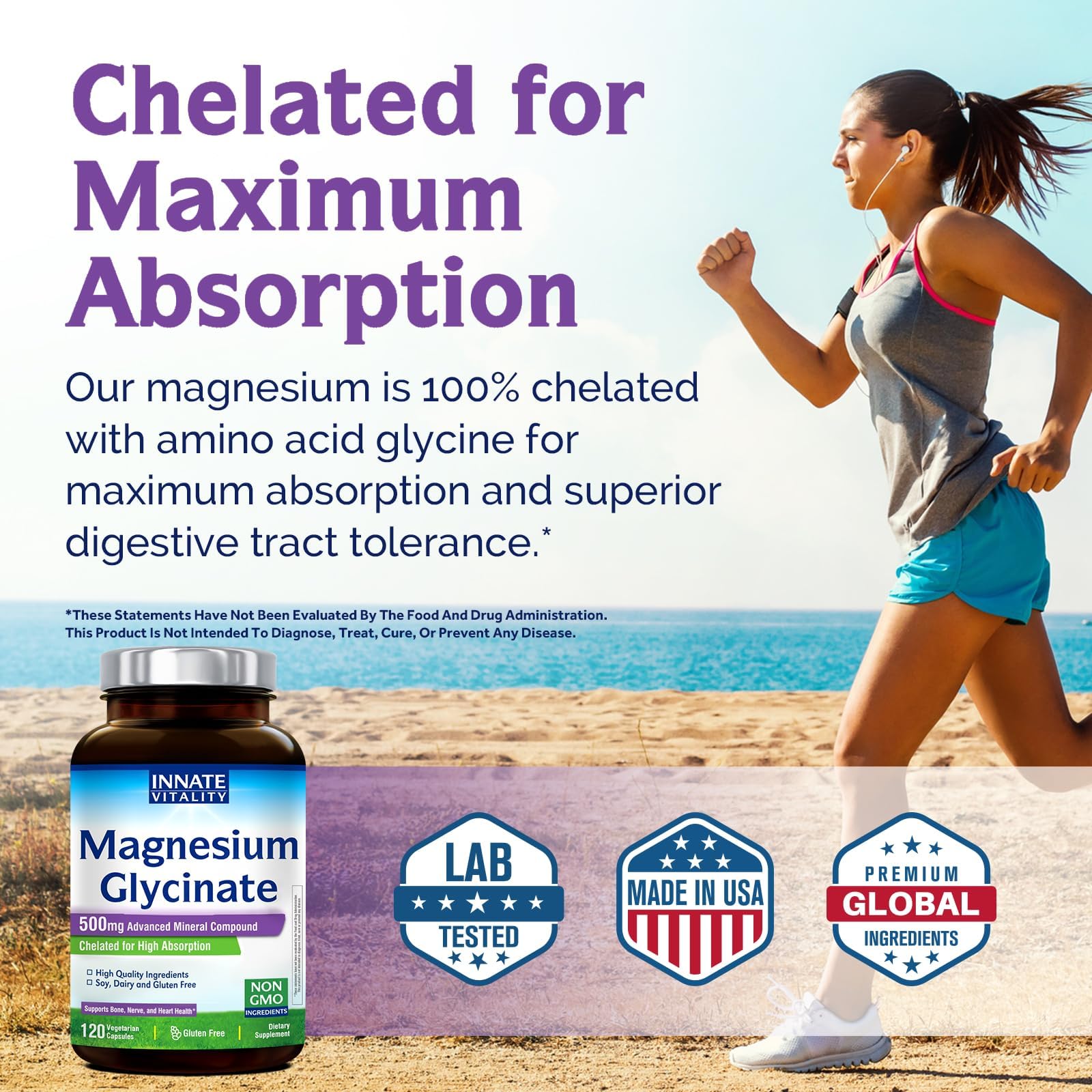 Innate Vitality Magnesium Glycinate capsules with ingredients list
