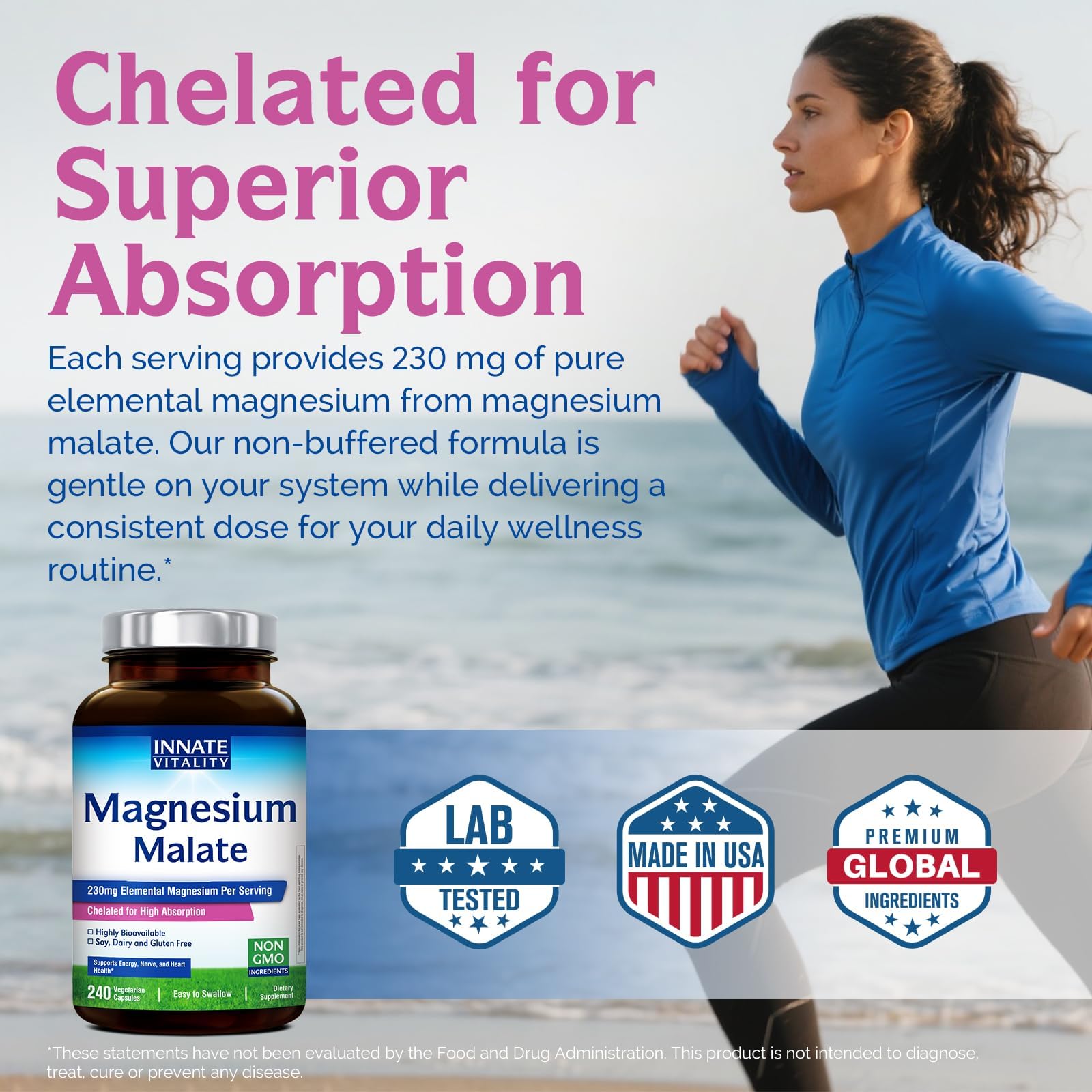 Innate Vitality Magnesium Malate 1560mg with dosage information