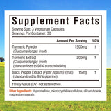 Innate Vitality Turmeric Curcumin 1500mg supplement back view