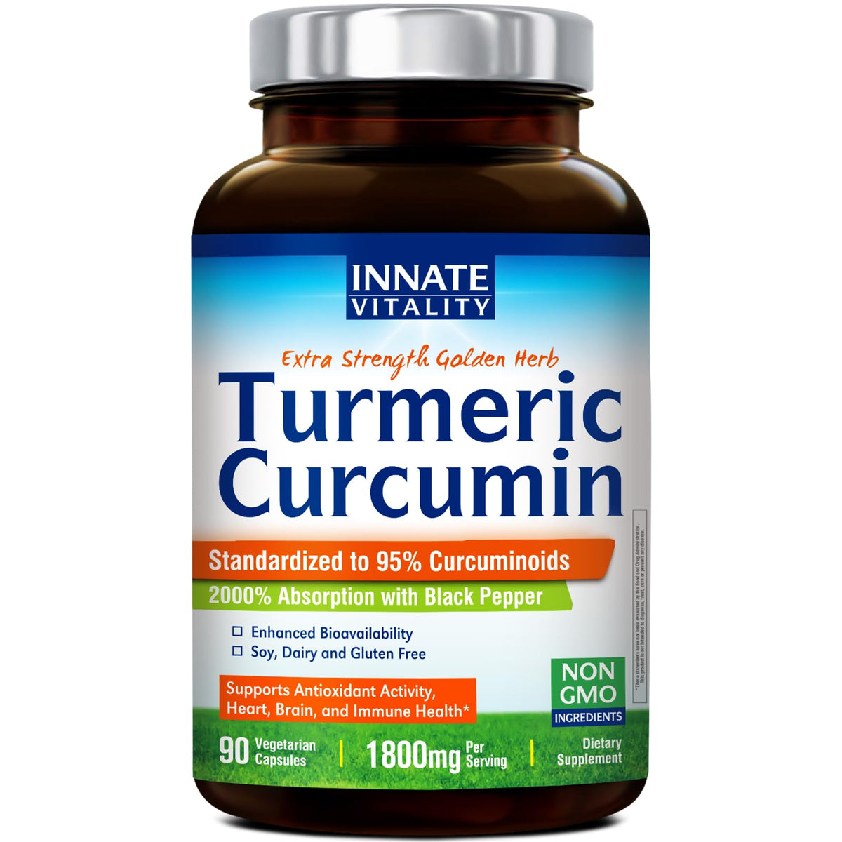 Innate Vitality Turmeric Curcumin 1500mg supplement front view