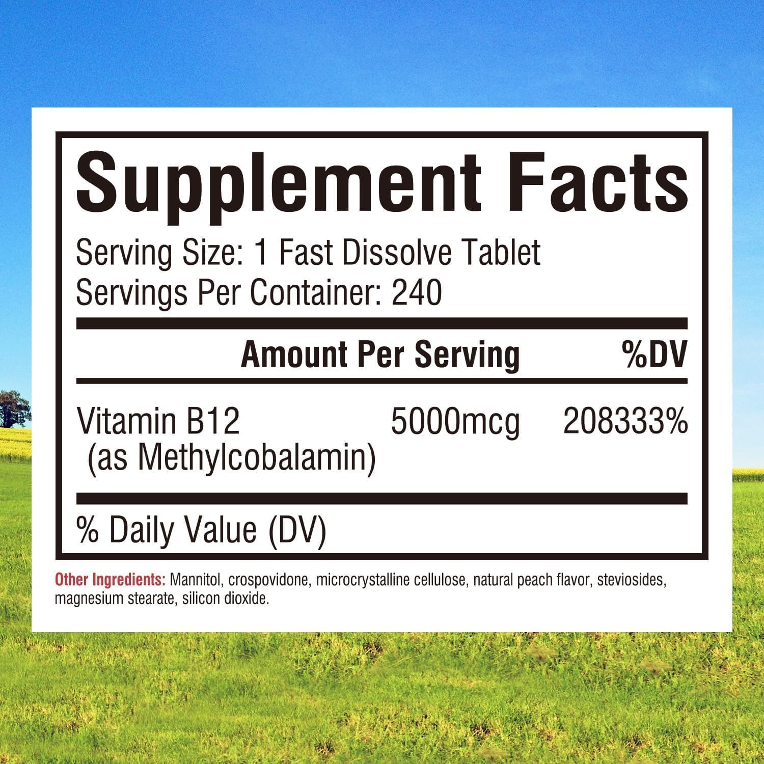 Innate Vitality Vitamin B12 packaging with peach flavour