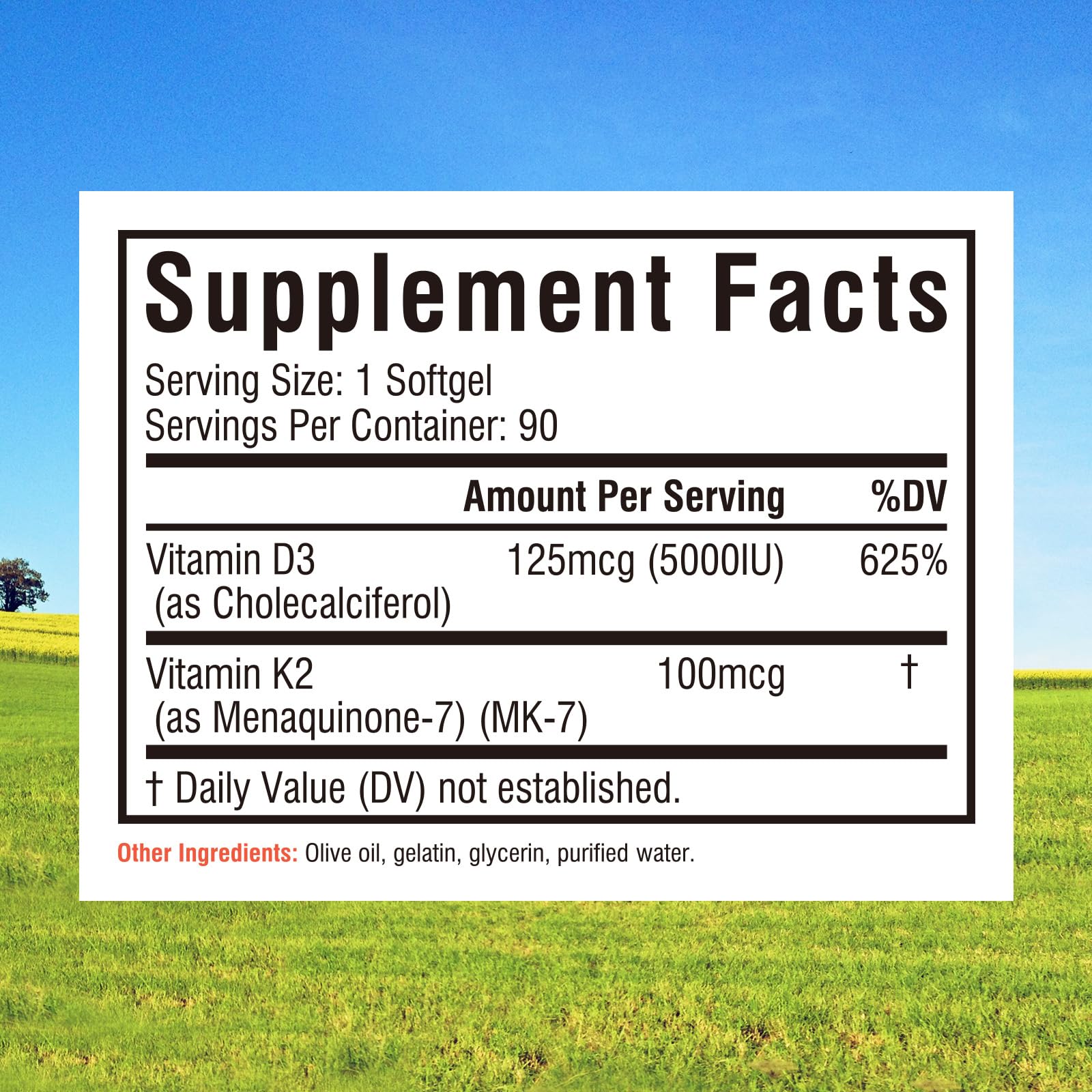 Innate Vitality Vitamin D3 & K2 softgels packaging