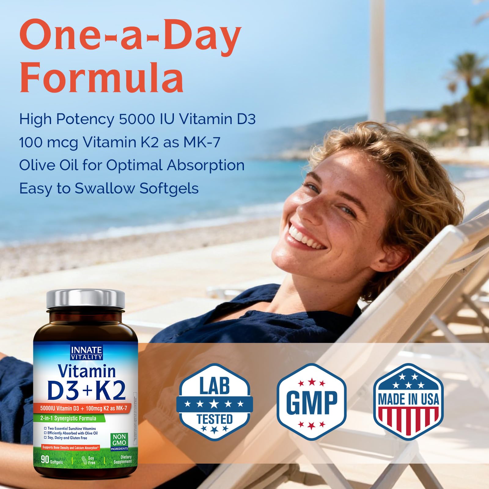Innate Vitality Vitamin D3 & K2 softgels with olive oil