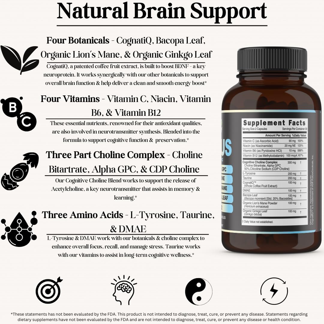 Inner Bounty Focus Supplement back view with nutritional information
