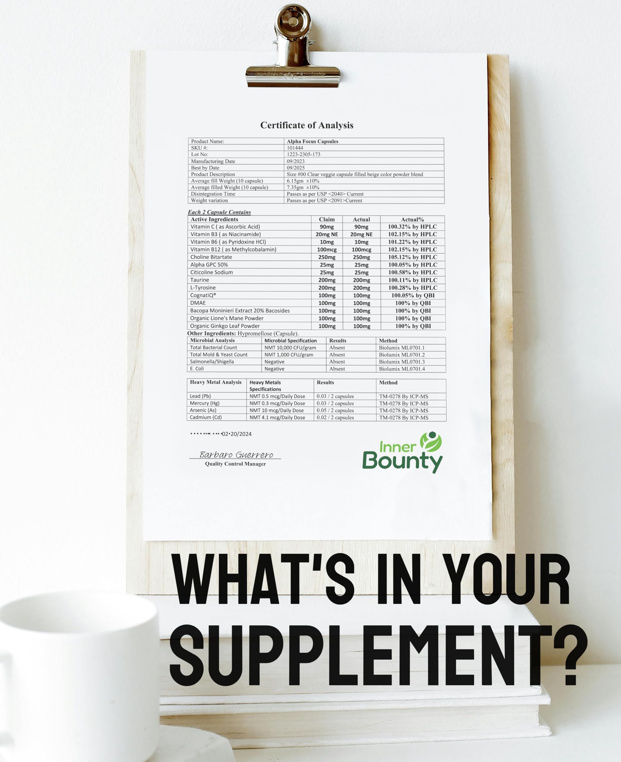 Inner Bounty Focus Supplement lifestyle scene with coffee