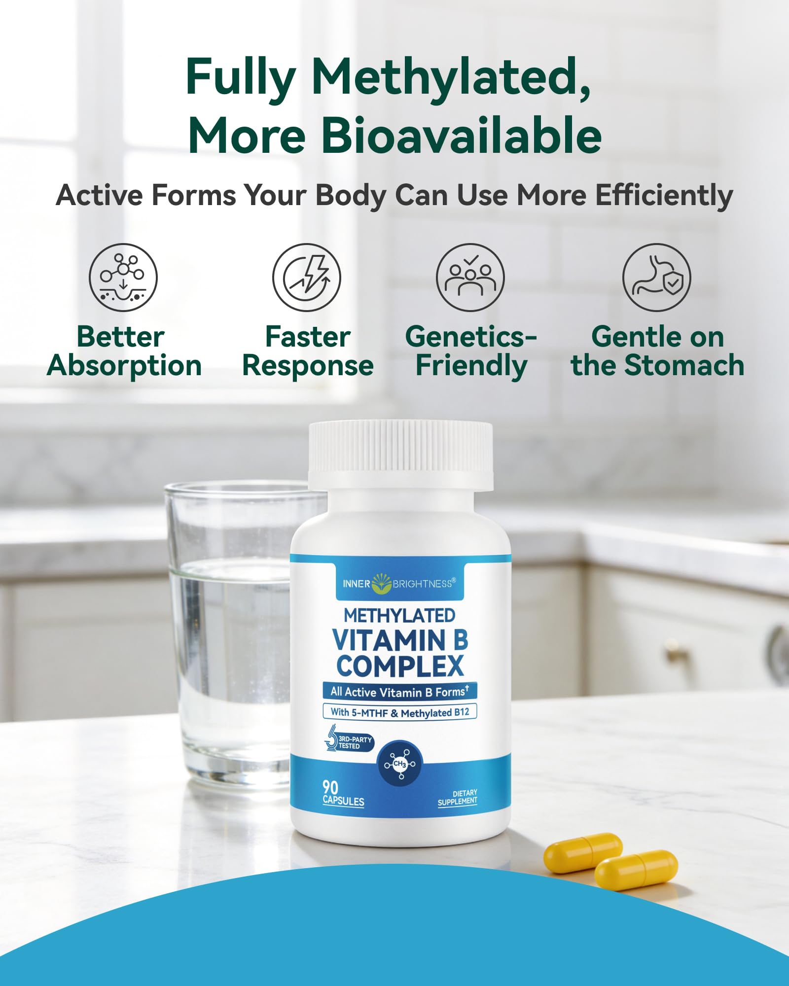 Inner Brightness B-Complex Vitamins 60 capsules side view